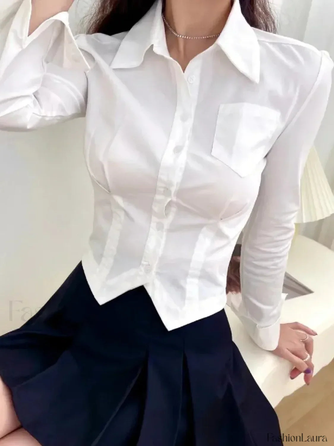 Sexy Long French Ruched Retro Blouse