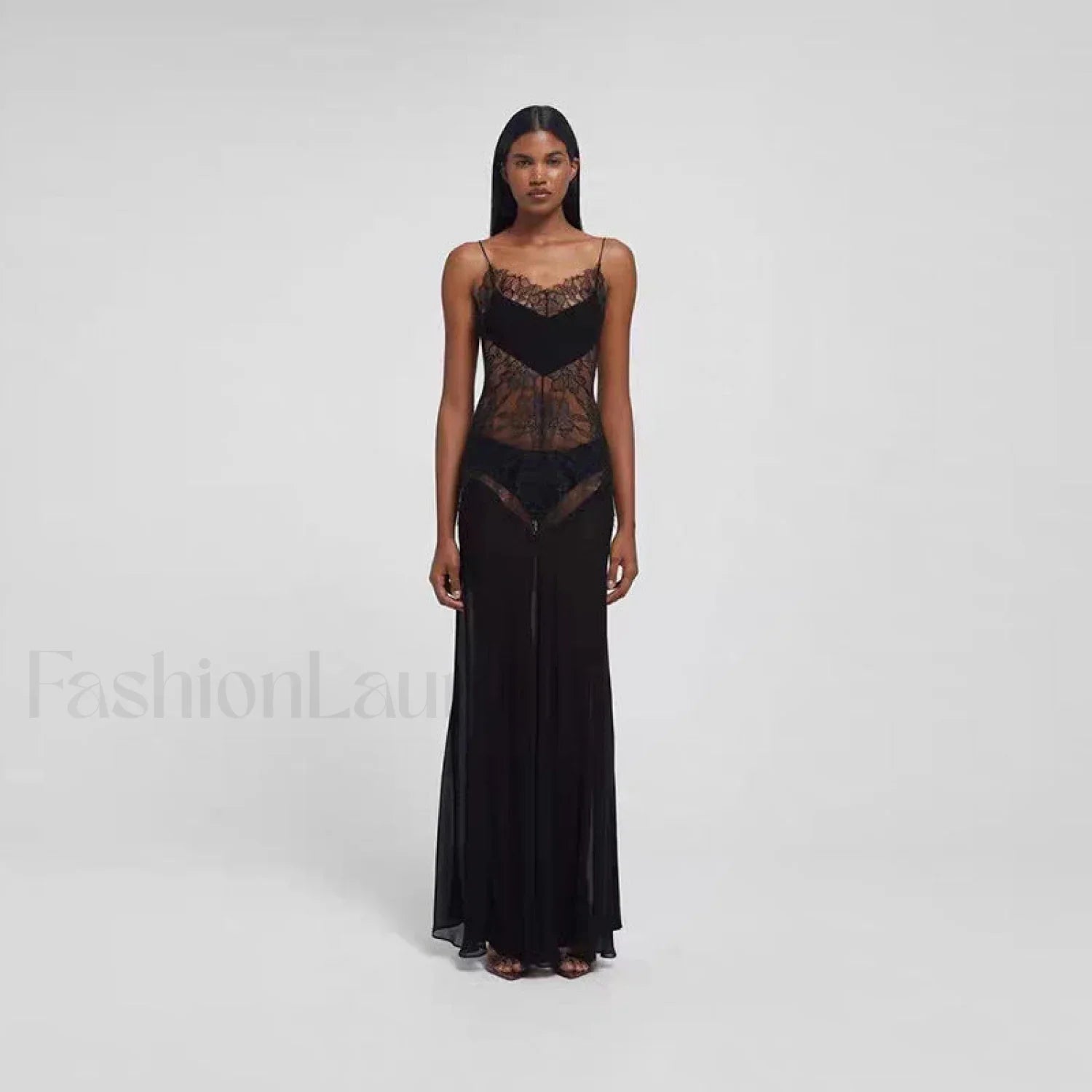 Sexy Perspective High Waist Slim Fit Strappy Two-Piece Maxi Dress