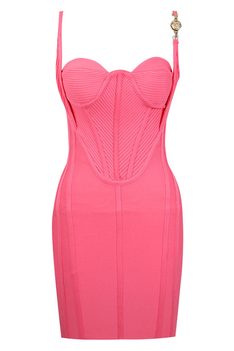 Sweetheart Bustier Pleated Bandage Bodycon Mini Dress