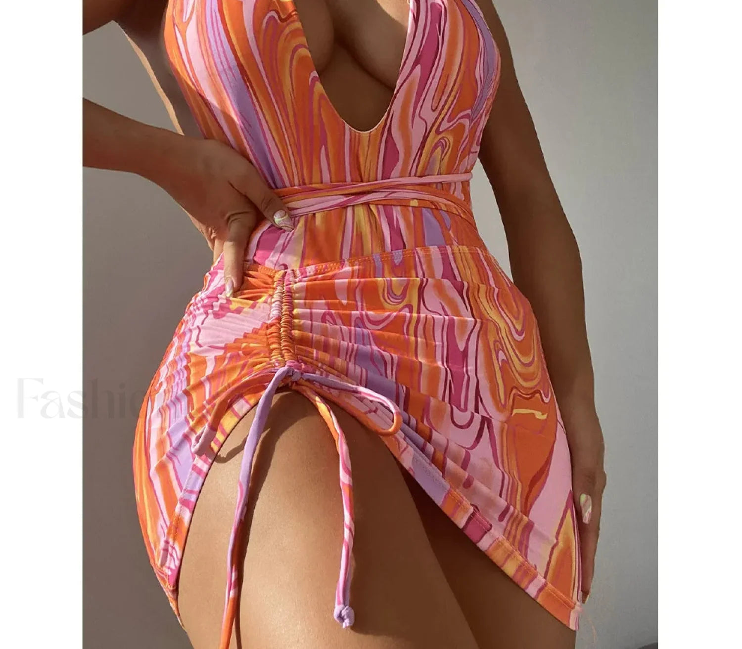 Sexy Print High Waist One Piece