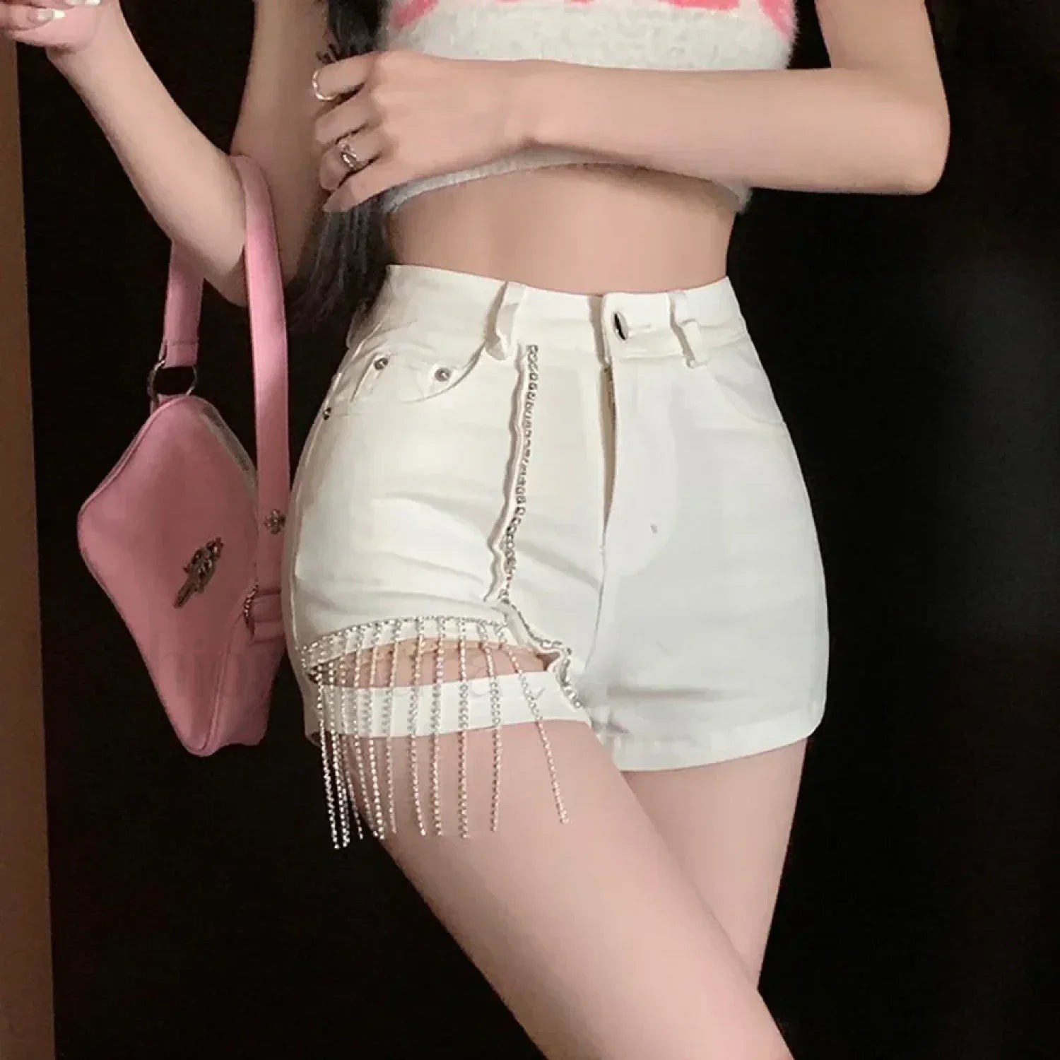 Sexy Rhinestone Tassel Women's Shorts