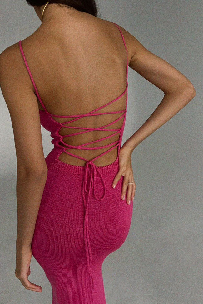 Rib Knit Scoop Neck Spaghetti Strap Bodycon Maxi Dress
