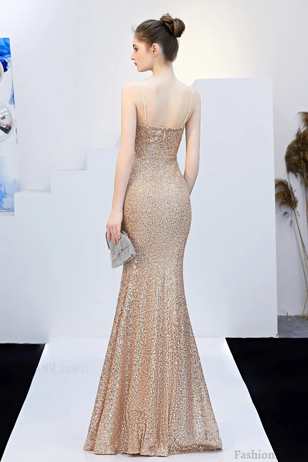 Sexy Slim Fishtail Party Dress with Belt