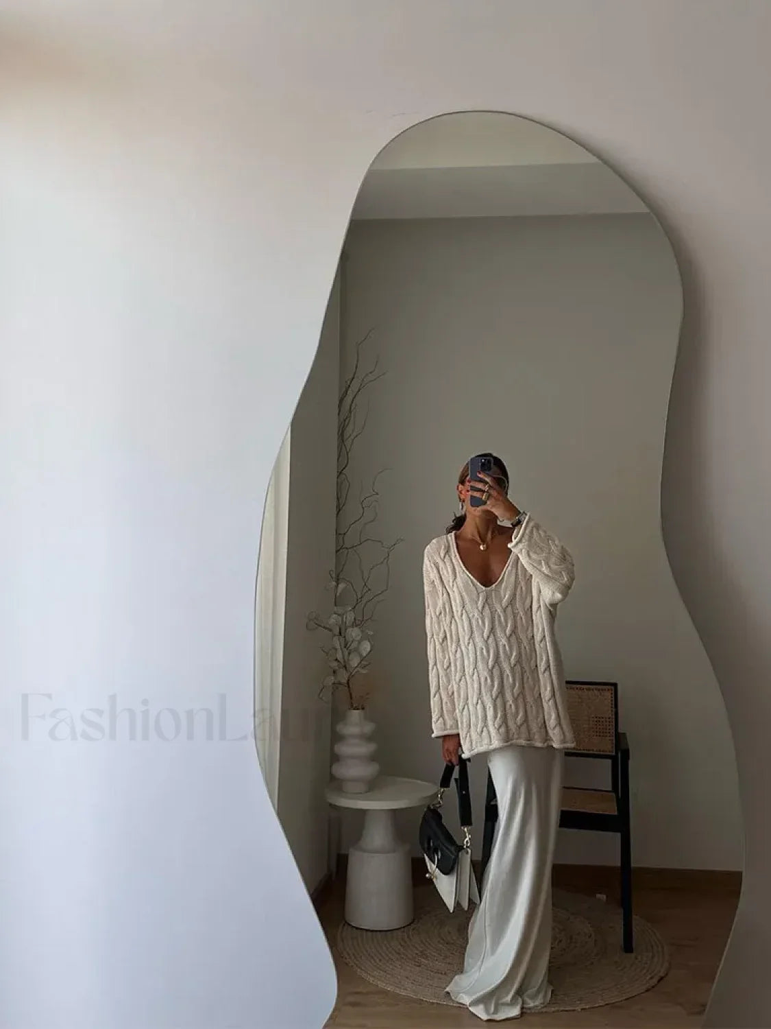 Sexy Solid Off Shoulder Deep V Neck Knitted Long Sleeve Women’s Pullover Sweater White / S Sweaters L