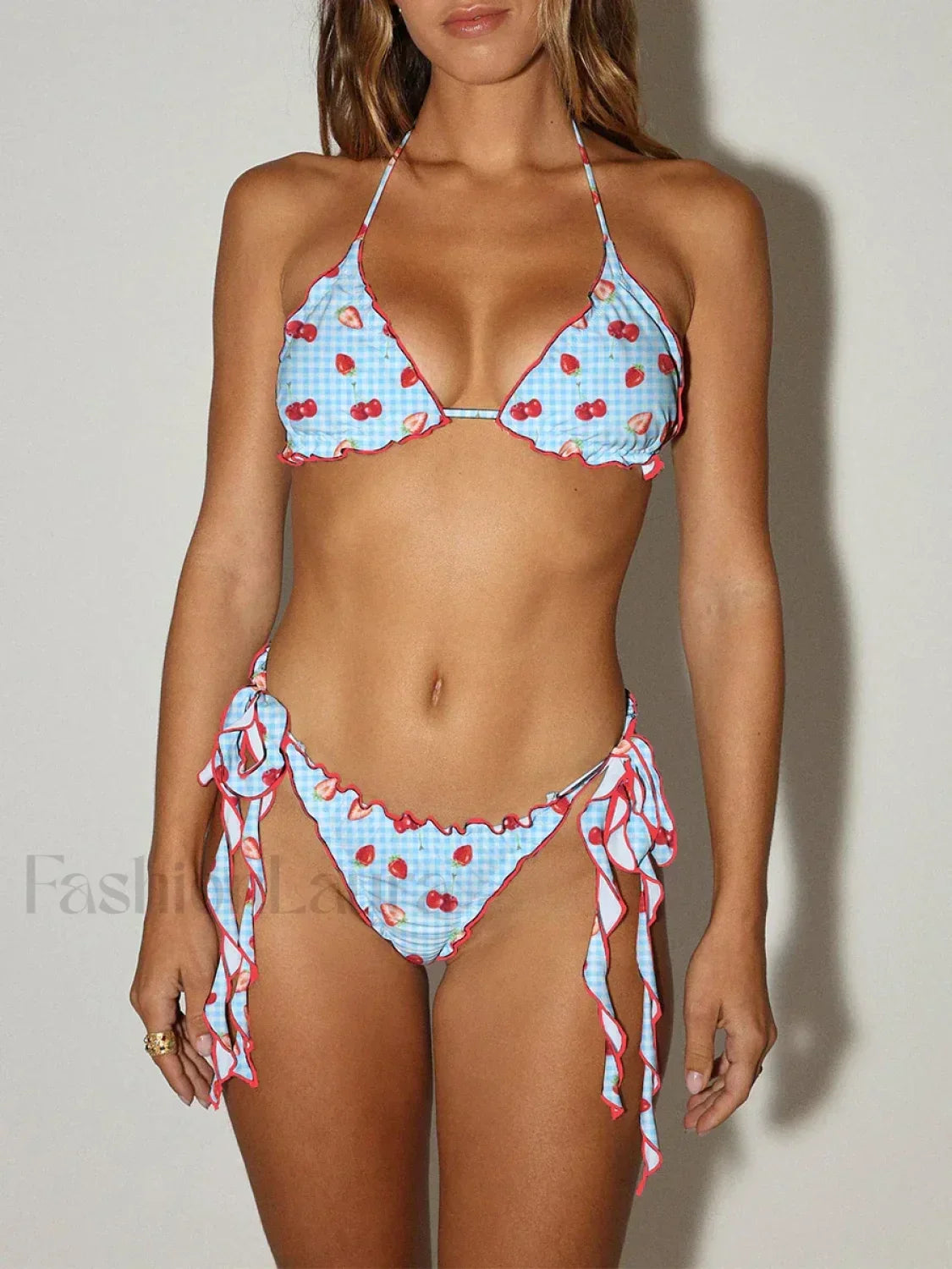 Sexy Tie Up Halter Bikini Set Blue / S