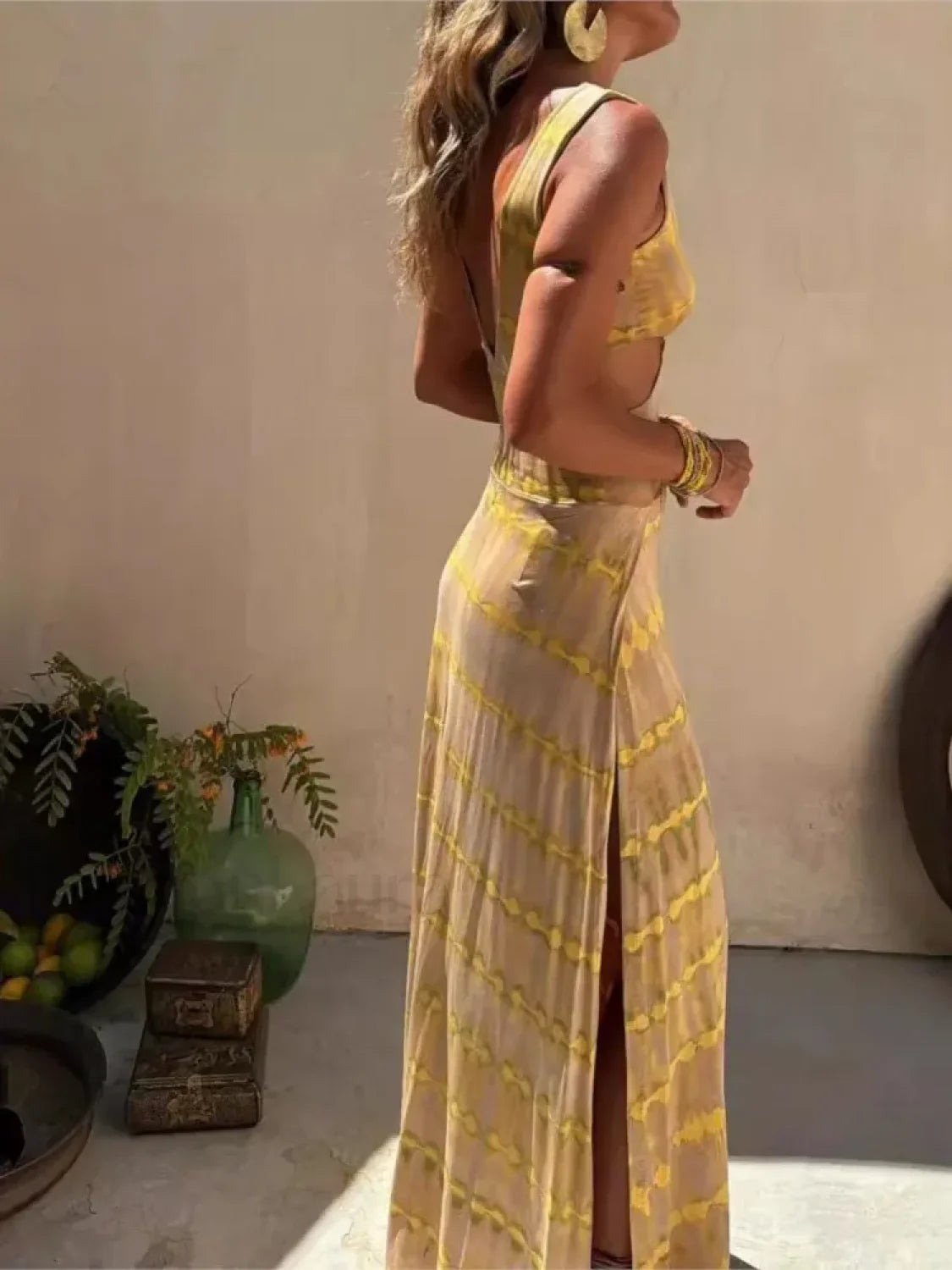 Sexy V-Neck Backless Boho Dress