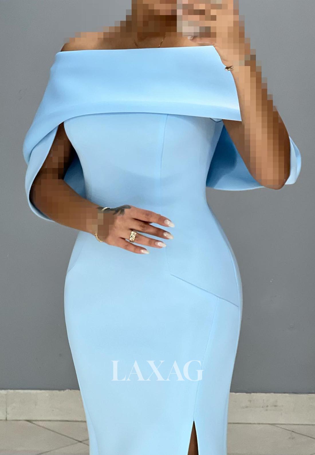Tube Top Sleeveless Satin Formal Gowns Off-Shoulder Floor-Length Slit Mermaid Evening Dress