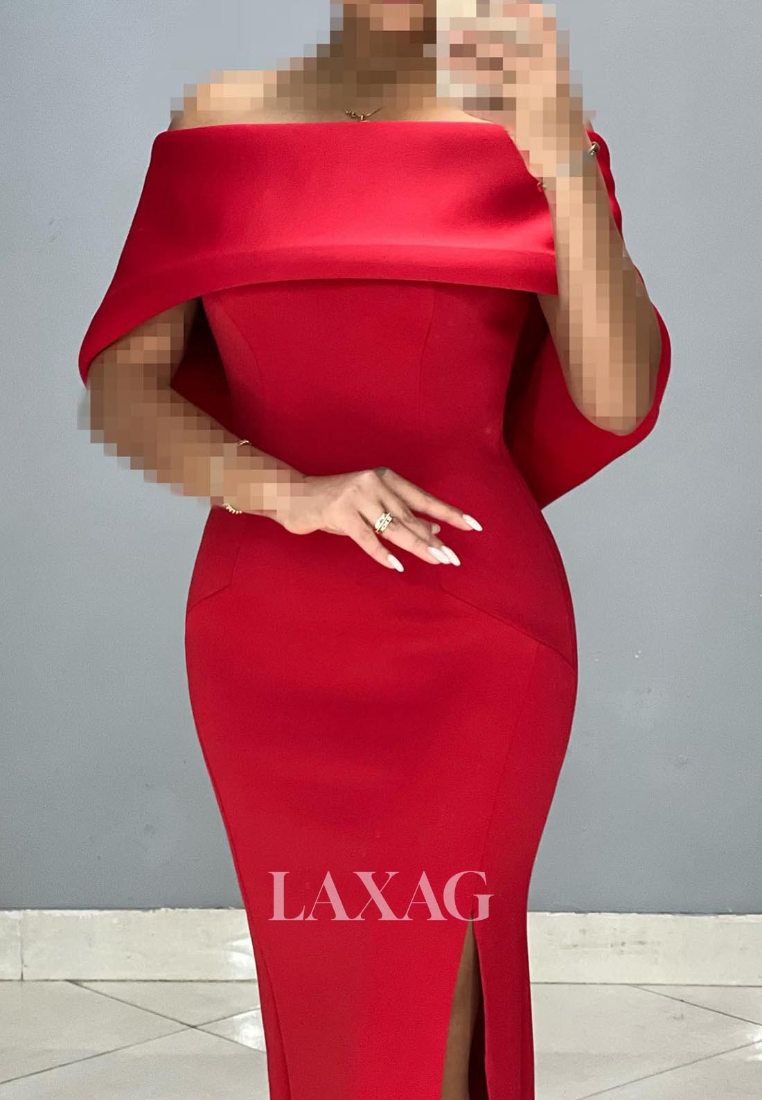 Tube Top Sleeveless Satin Formal Gowns Off-Shoulder Floor-Length Slit Mermaid Evening Dress