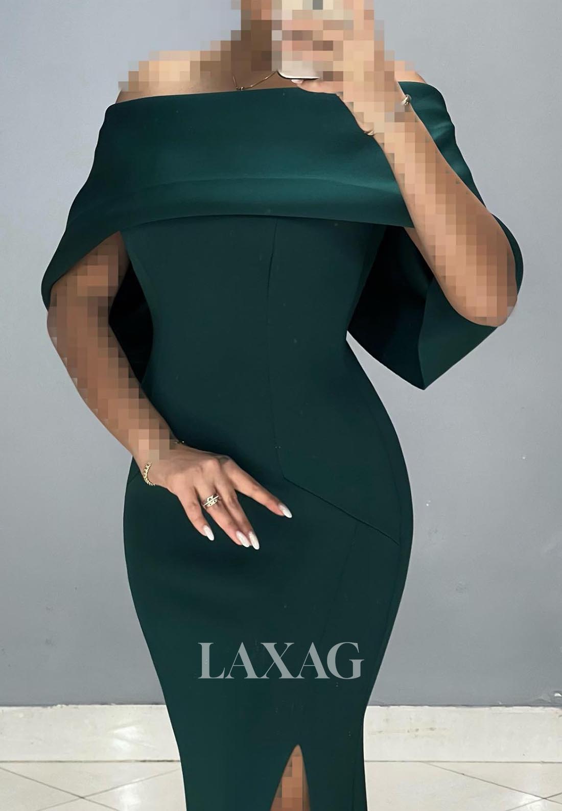 Tube Top Sleeveless Satin Formal Gowns Off-Shoulder Floor-Length Slit Mermaid Evening Dress