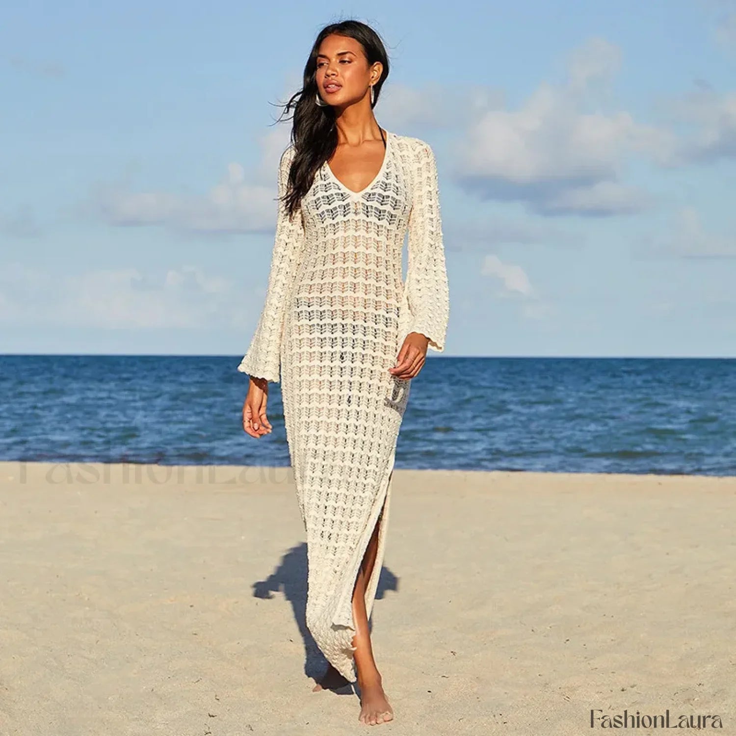 Sheer Batwing Beach Shirt Cover Up