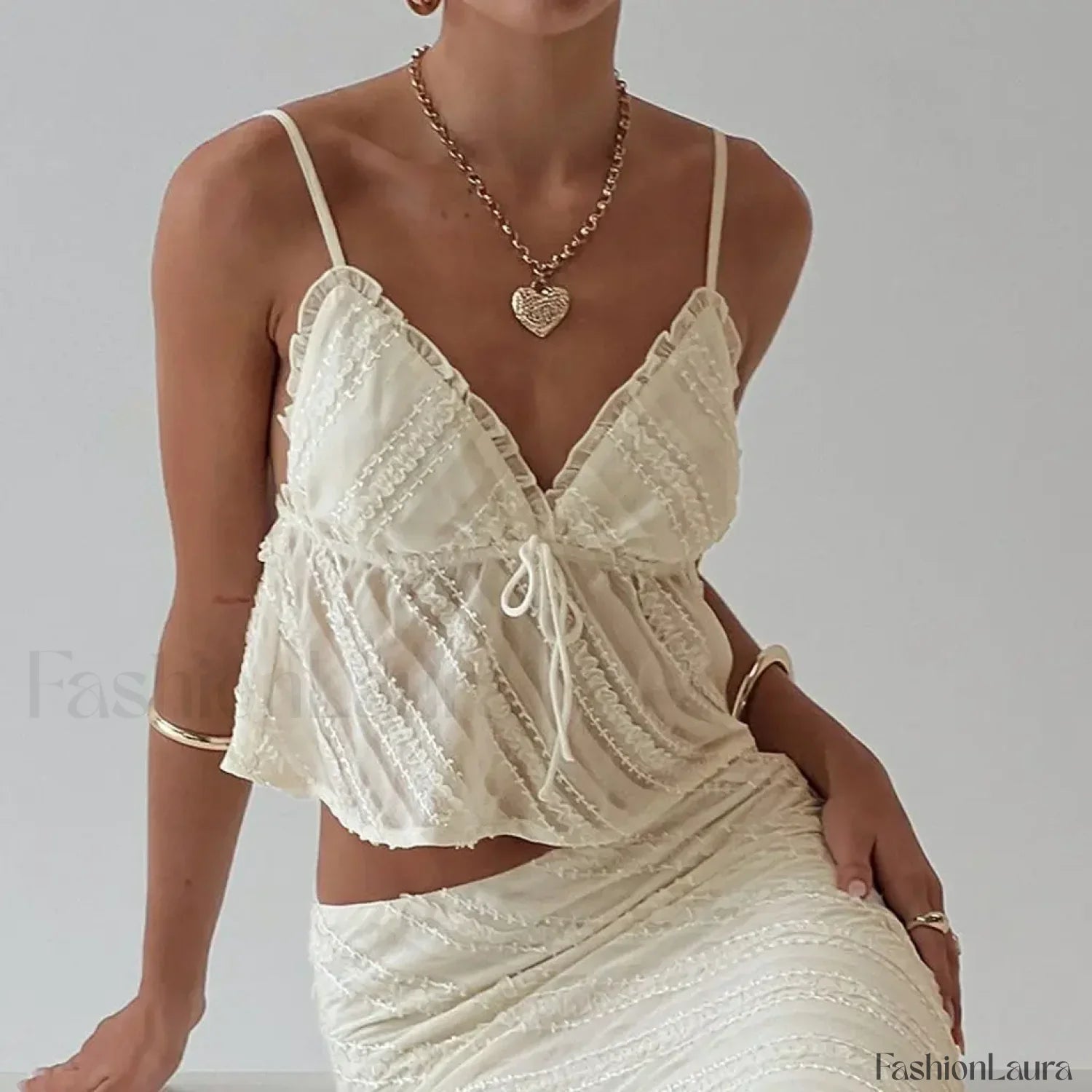 Sheer Beach Bow-Tie Crop Top