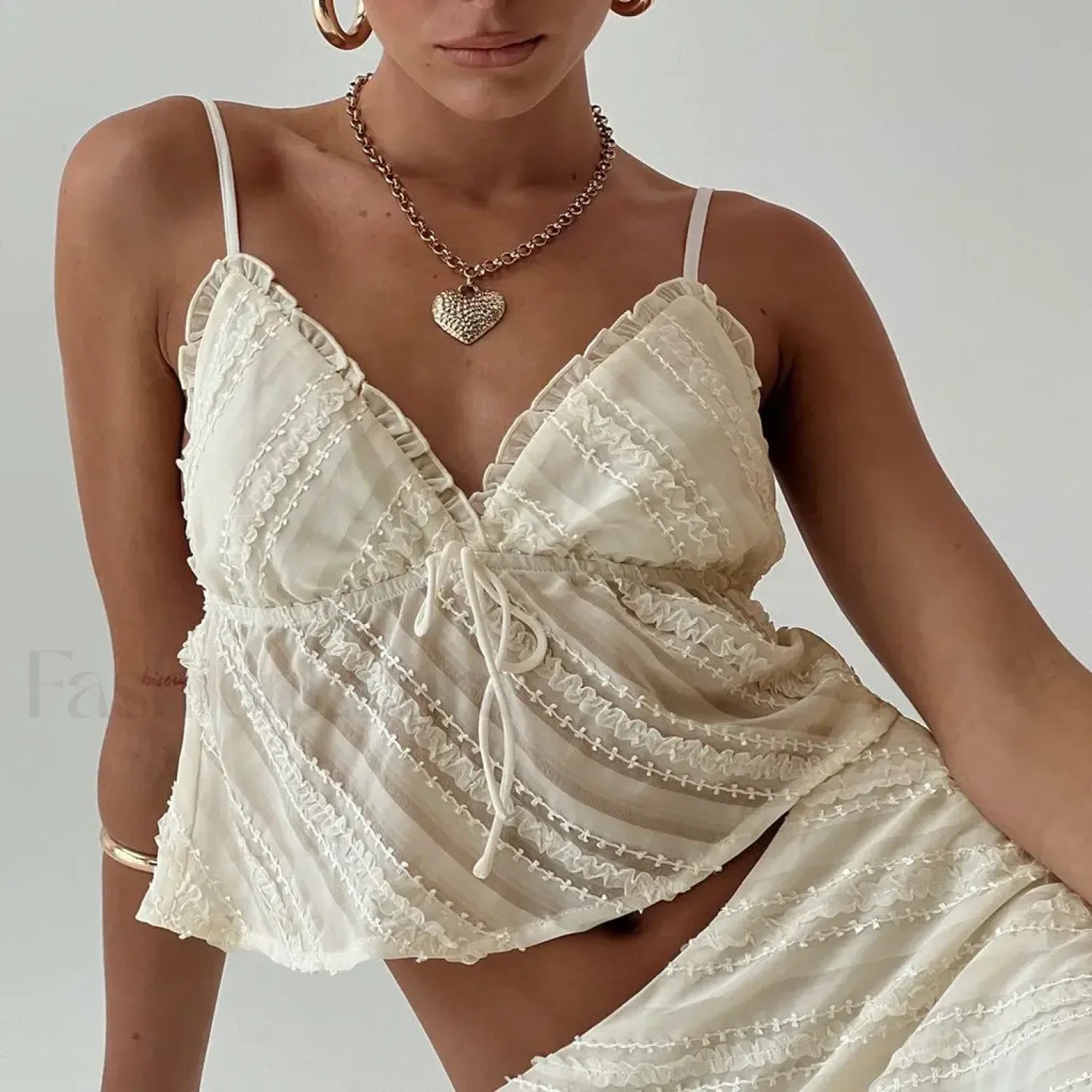 Sheer Beach Bow-Tie Crop Top