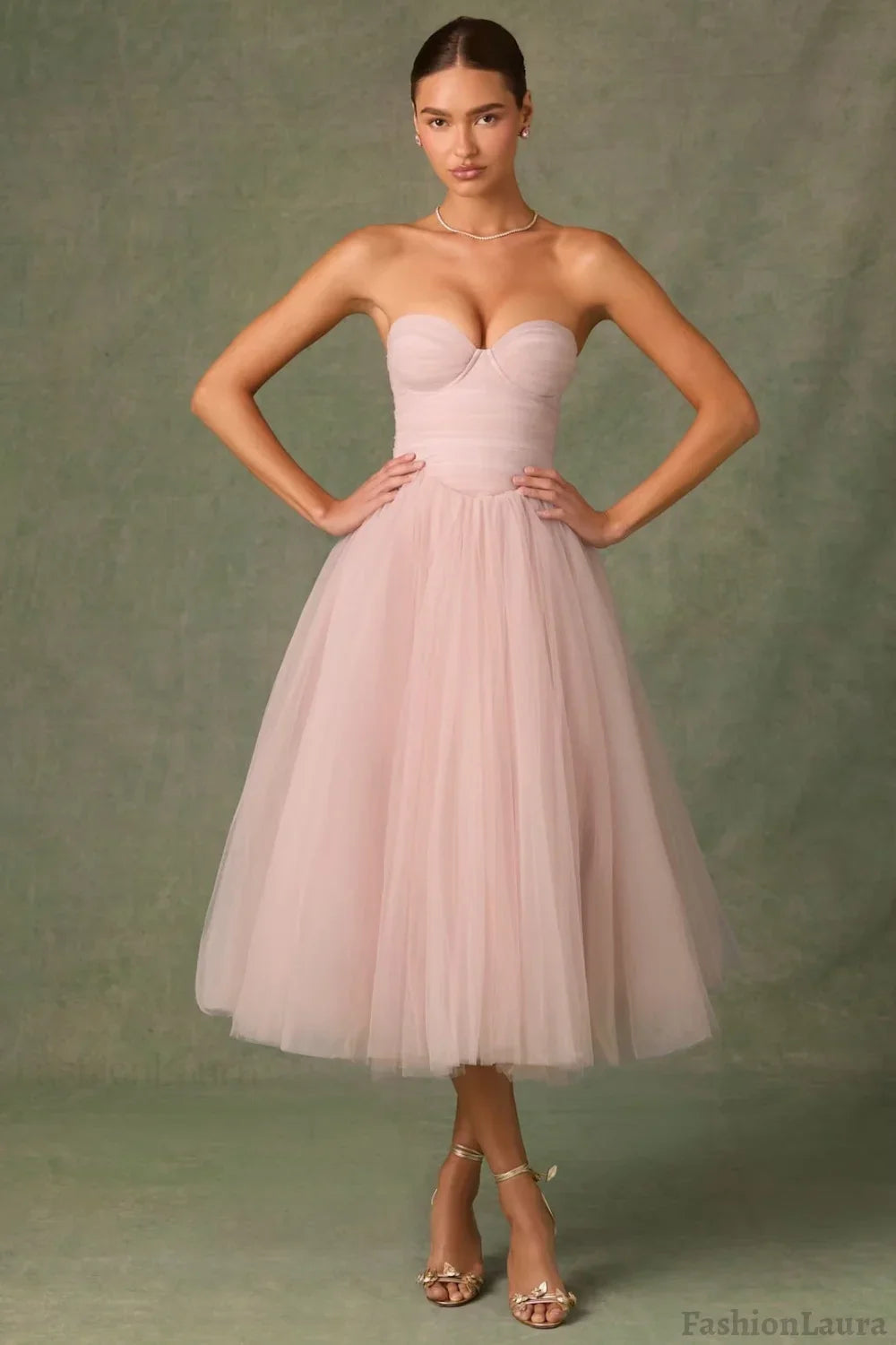 Sheer Bustier Strapless Cocktail Dress