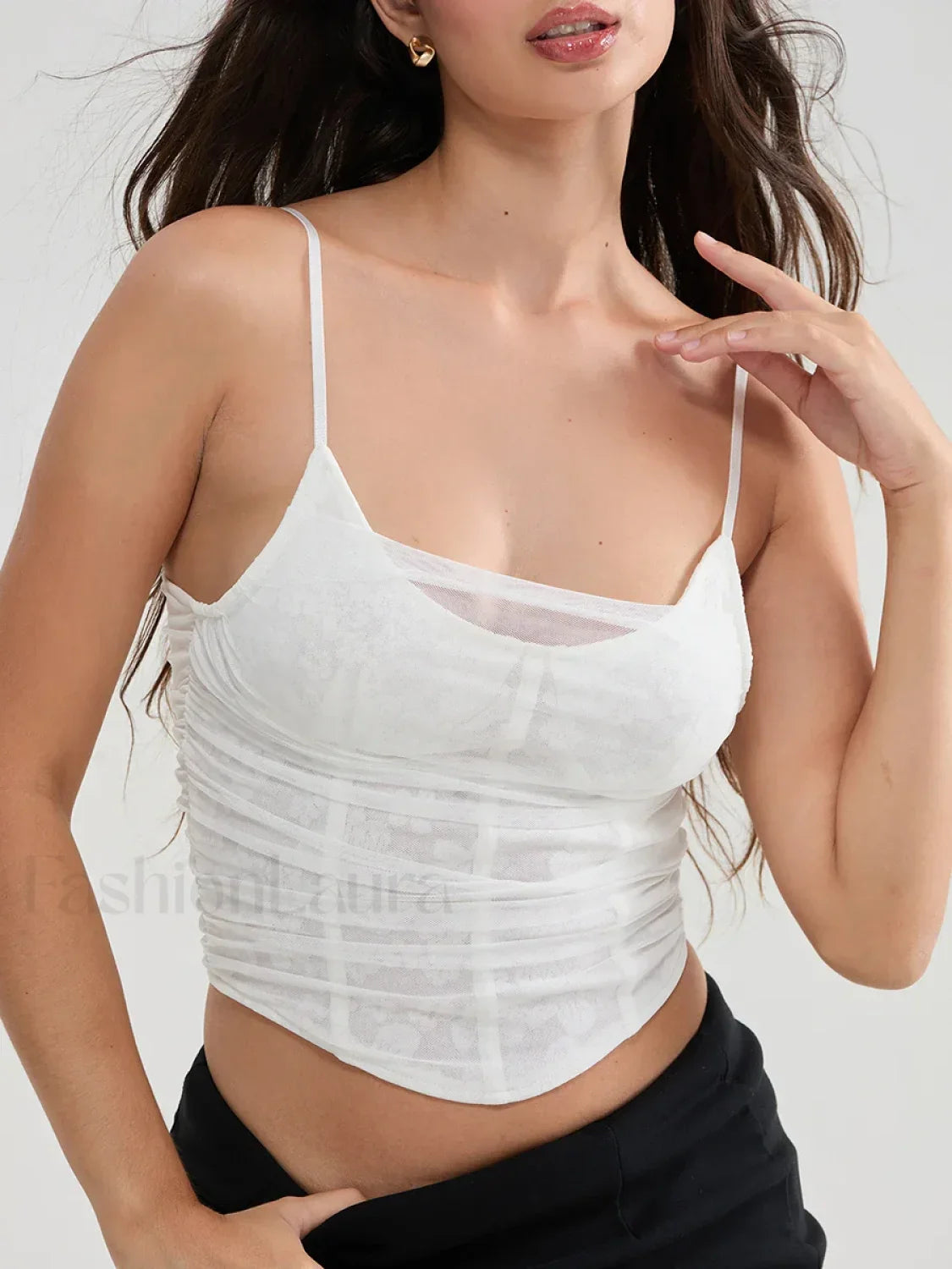 Sheer Lace Bustier Crop Top