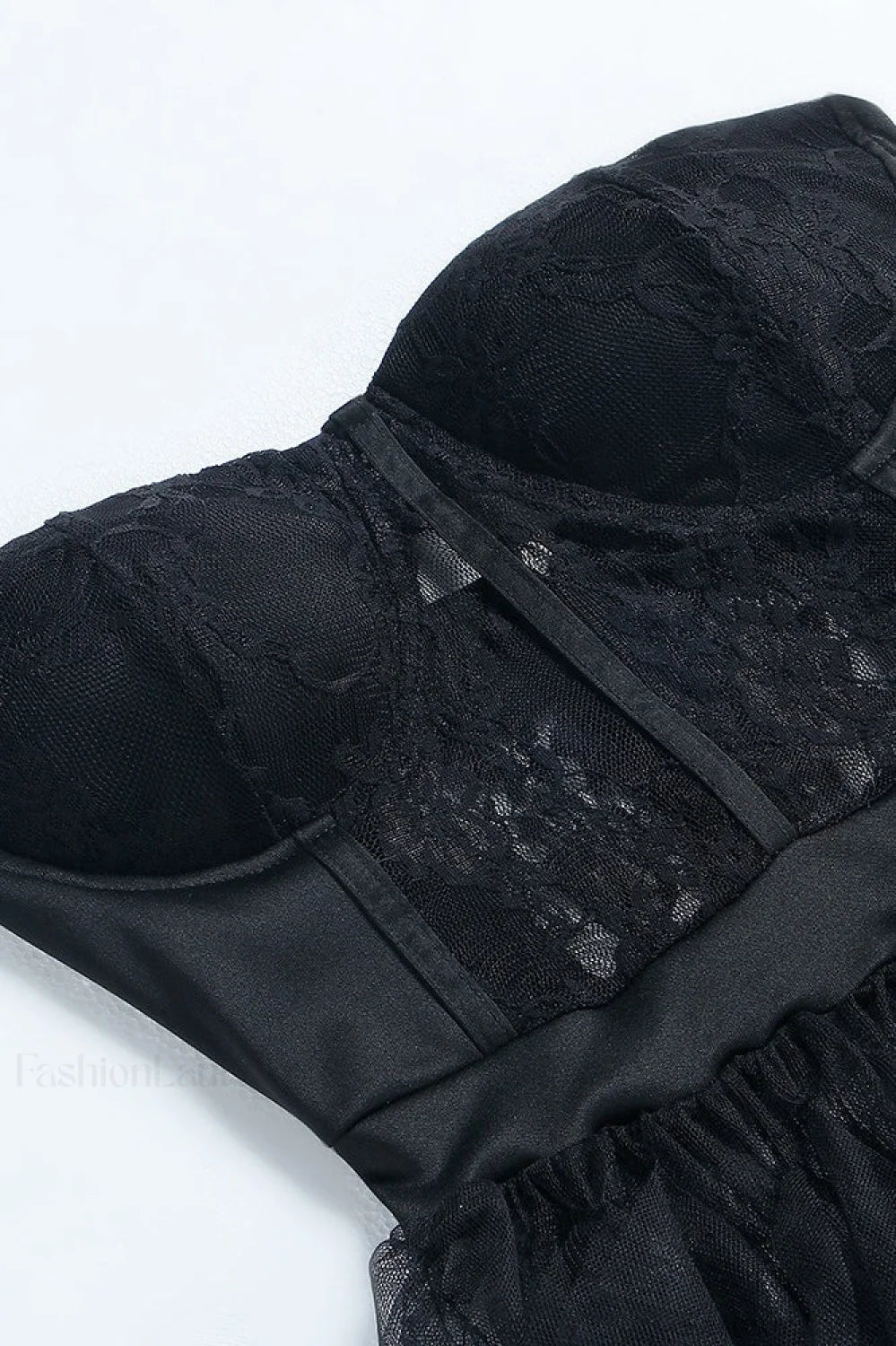 Sheer Lace Bustier Formal Dress