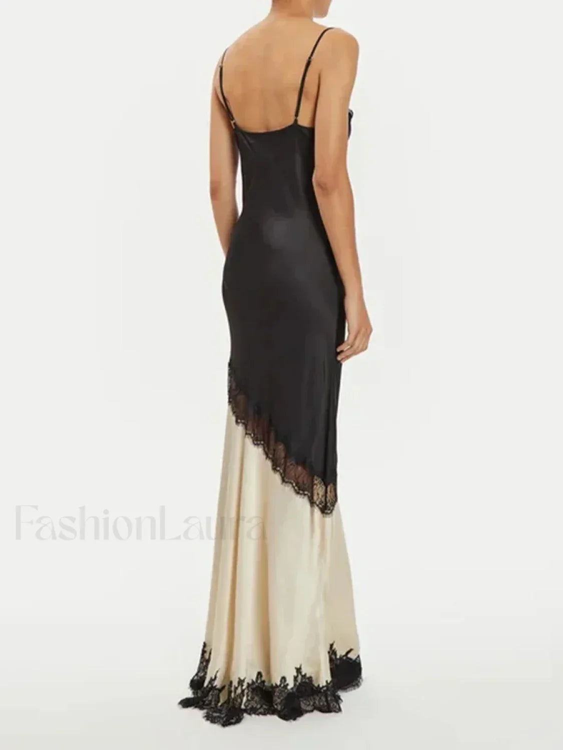 Sheer Lace Colorblock Maxi Dress