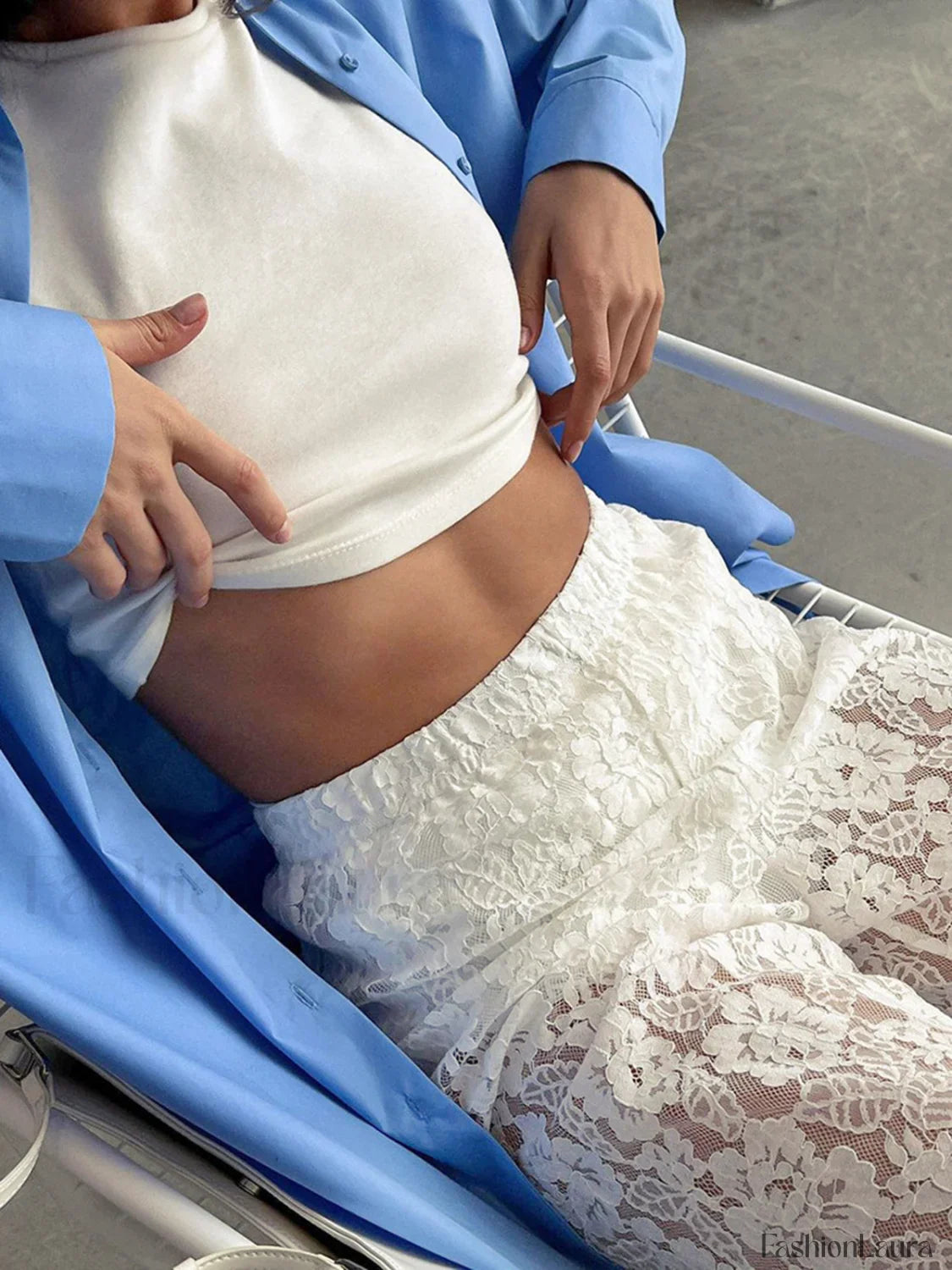 Sheer Lace Graceful Wide Leg Pants