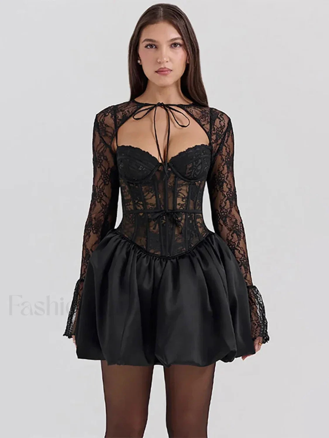 Sheer Lace Two-Piece Mini Dress