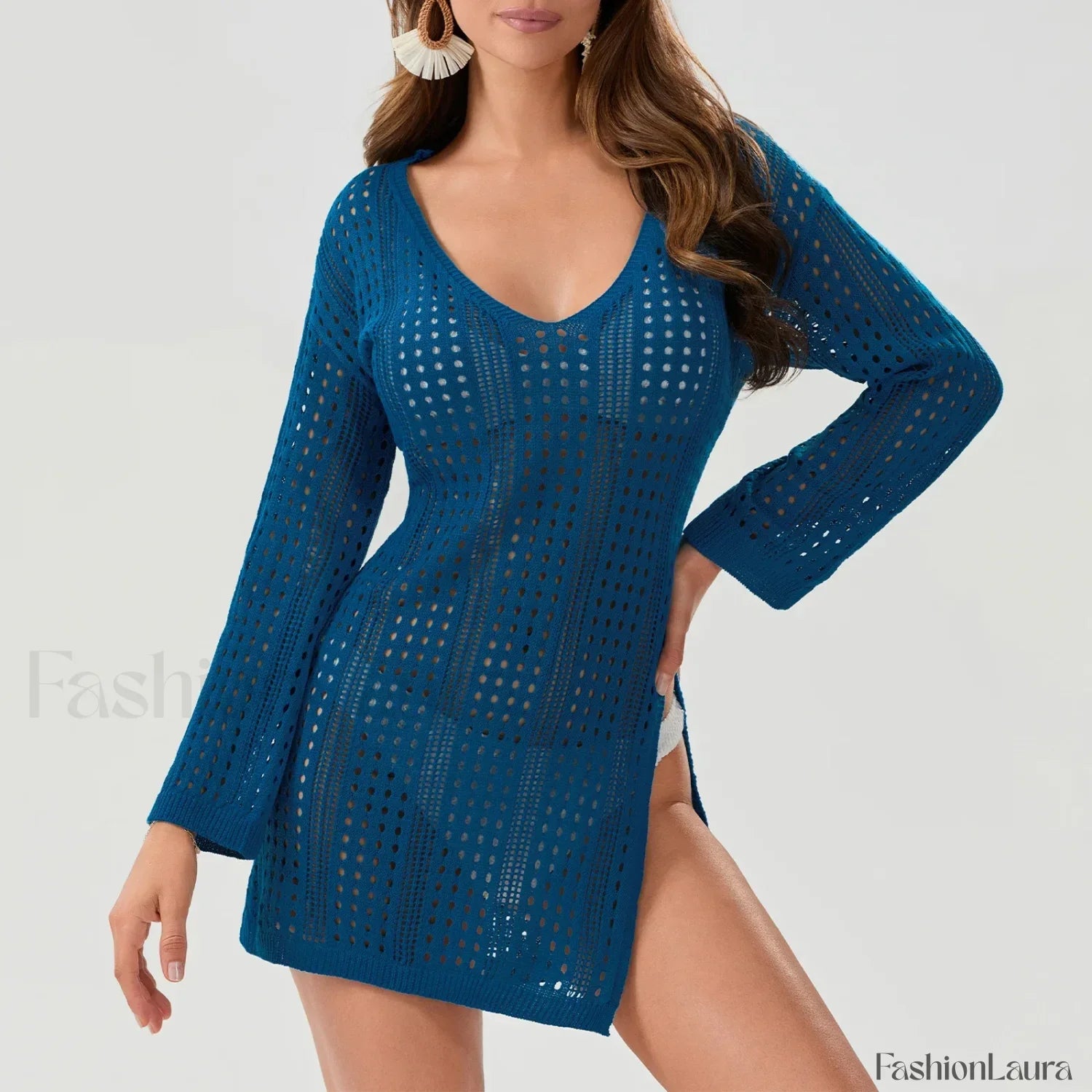Sheer Long Sleeve Swimsuit Cover Up