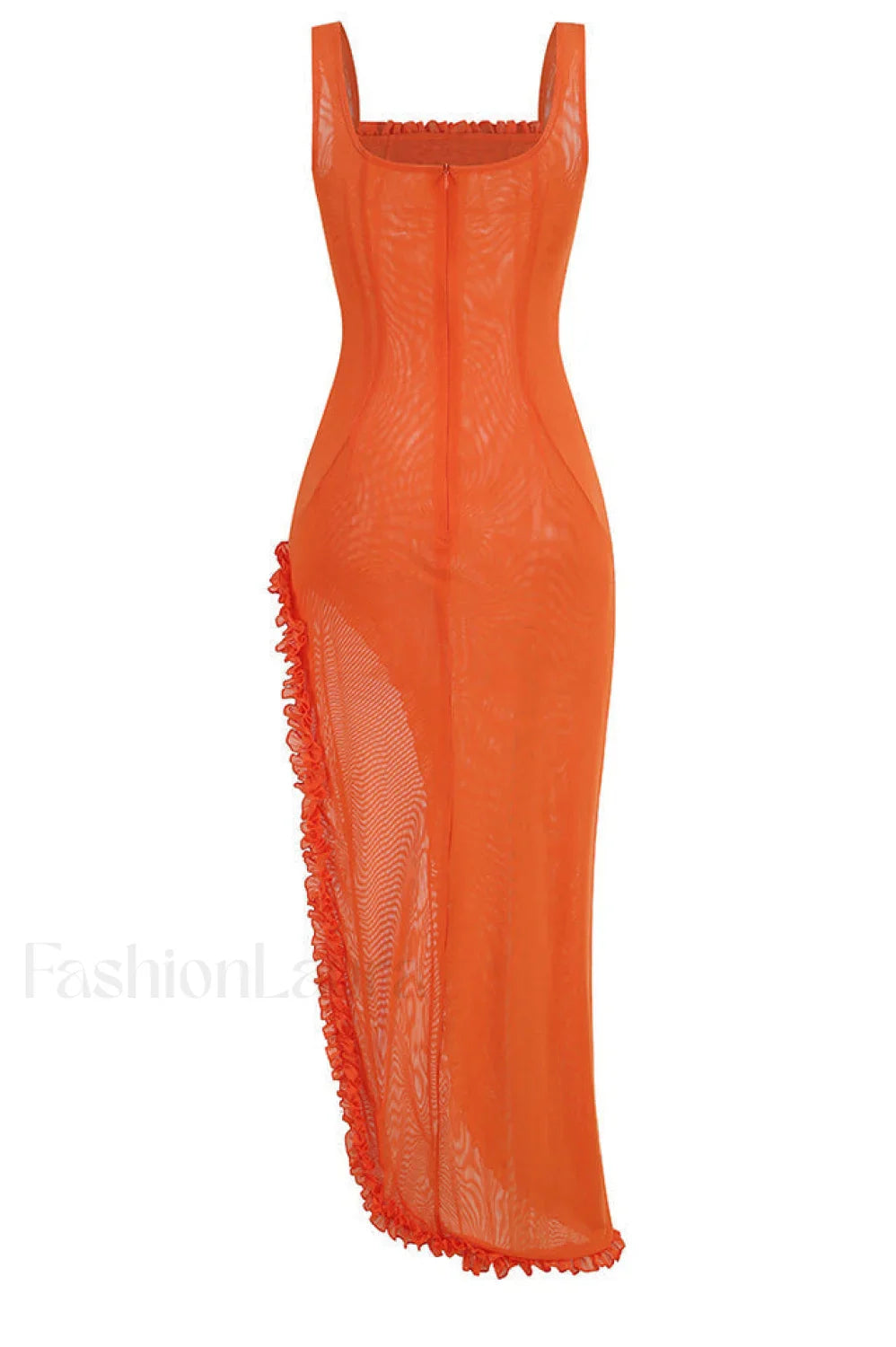 Sheer Ruffled Stylish Long Dress