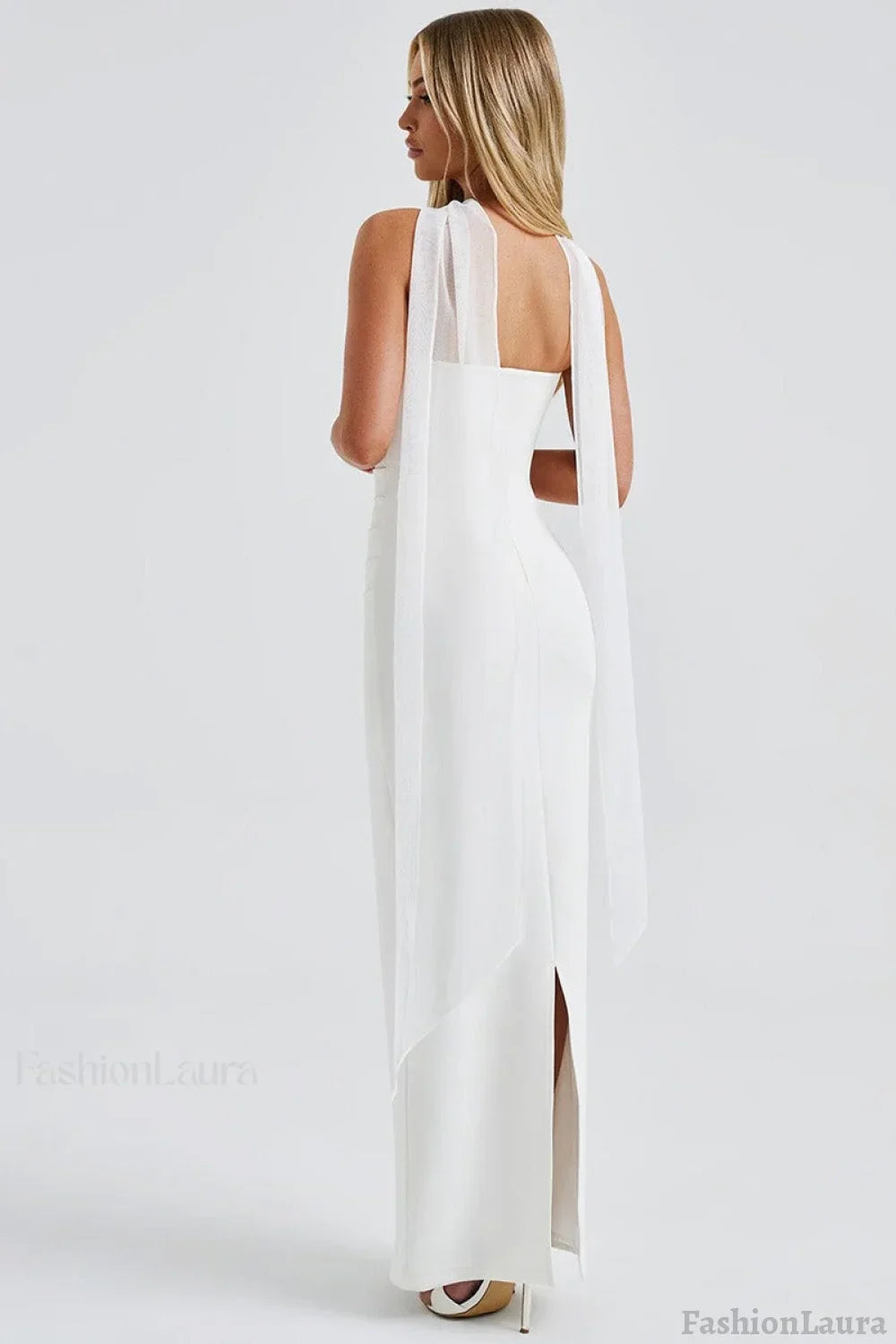 Sheer Sleeve Bustier Gown Formal Dress