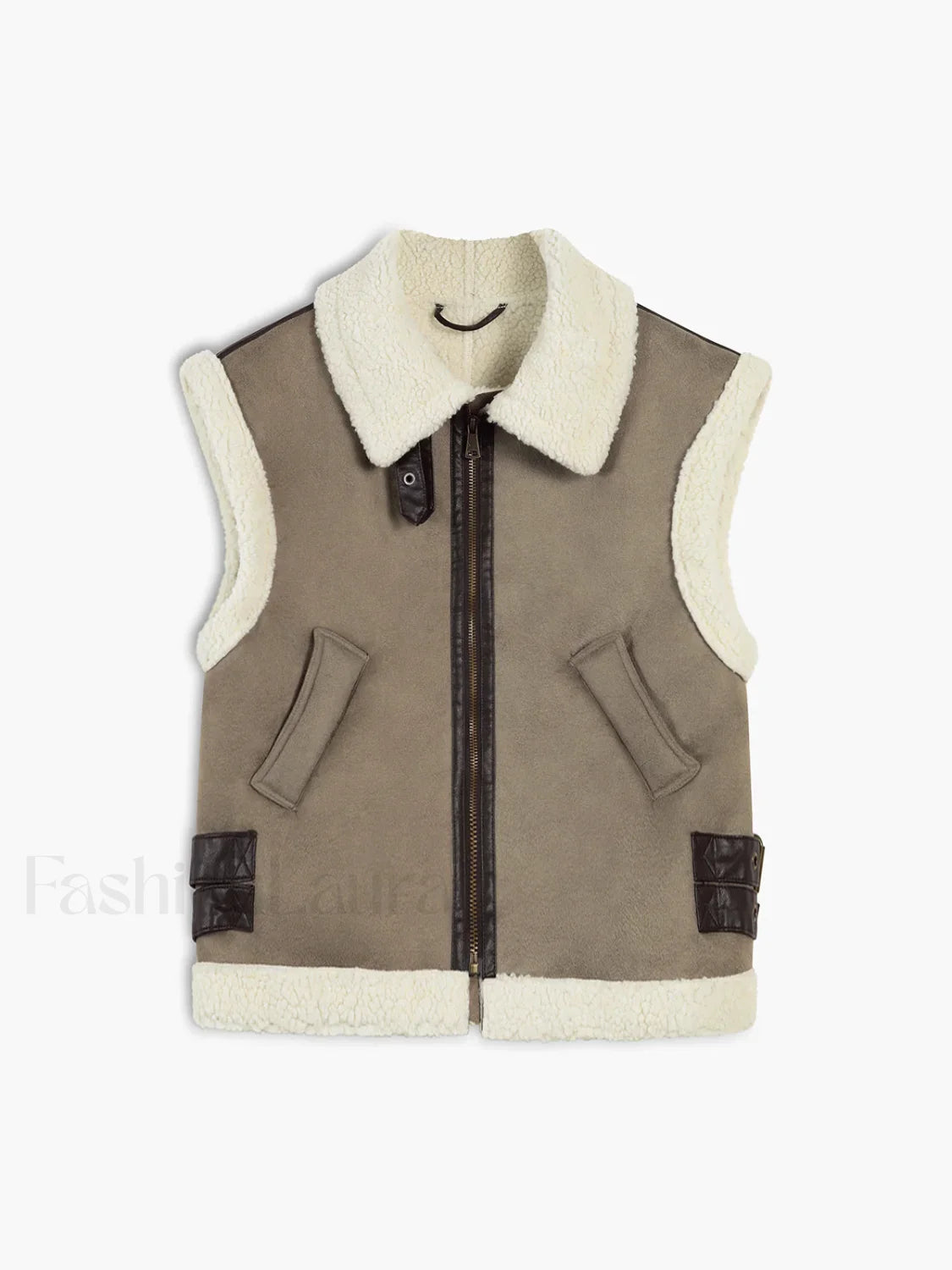 Sherpa Lined Shearling Trendy Leather Flight Vest