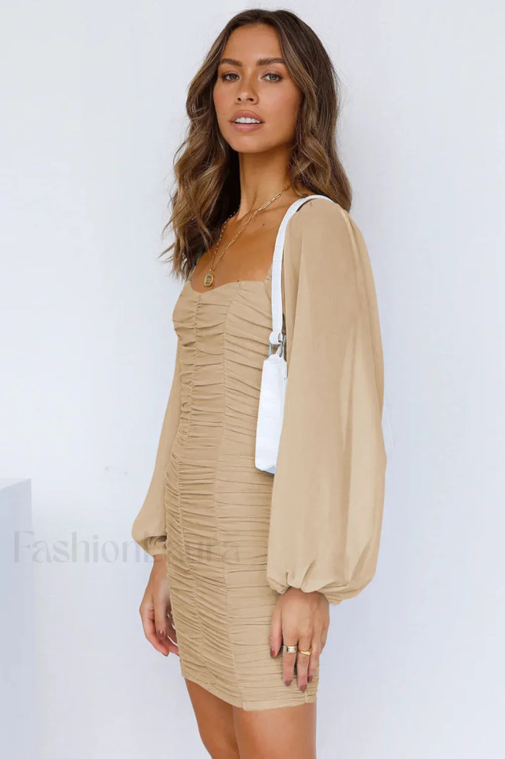 She's Angelic Stylish Ruched Mini Dress