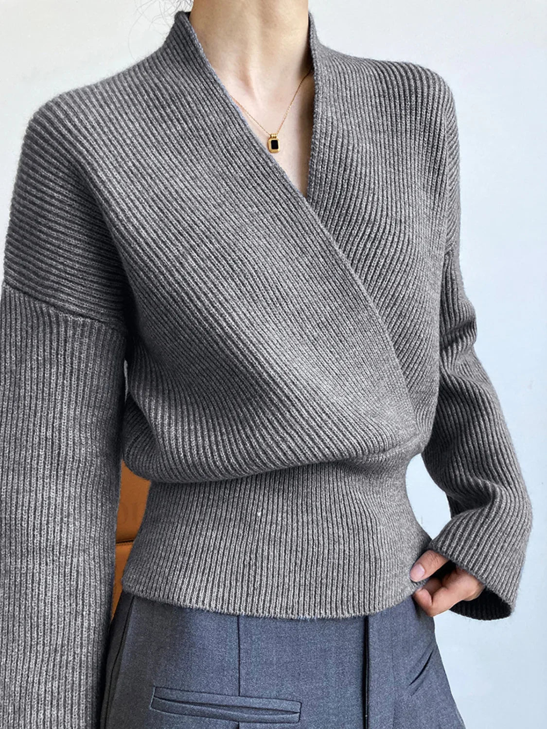 She's Effortless Graceful Wrap Sweater
