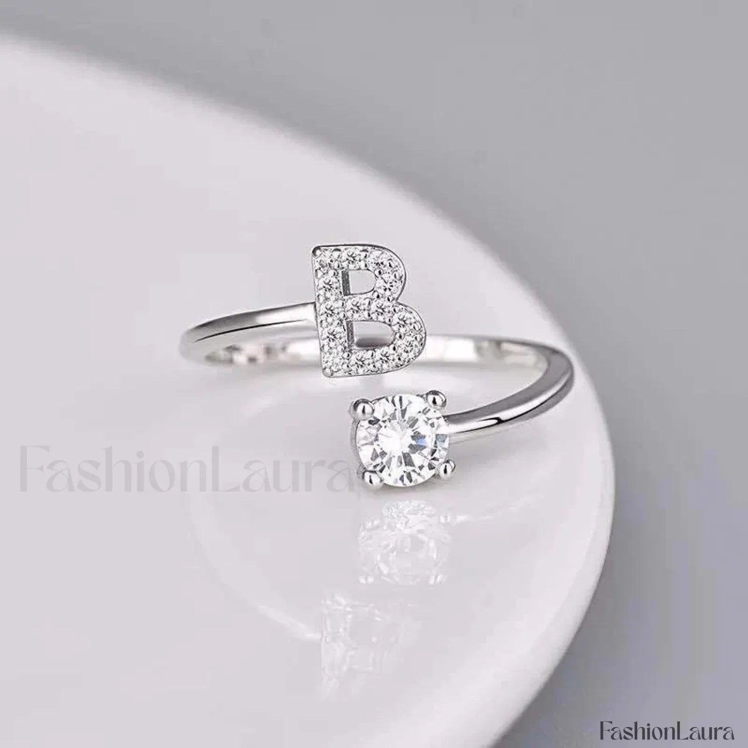 Shining Rhinestone New Fashion Initial Alphabet Opening Charm Jewelry Ring