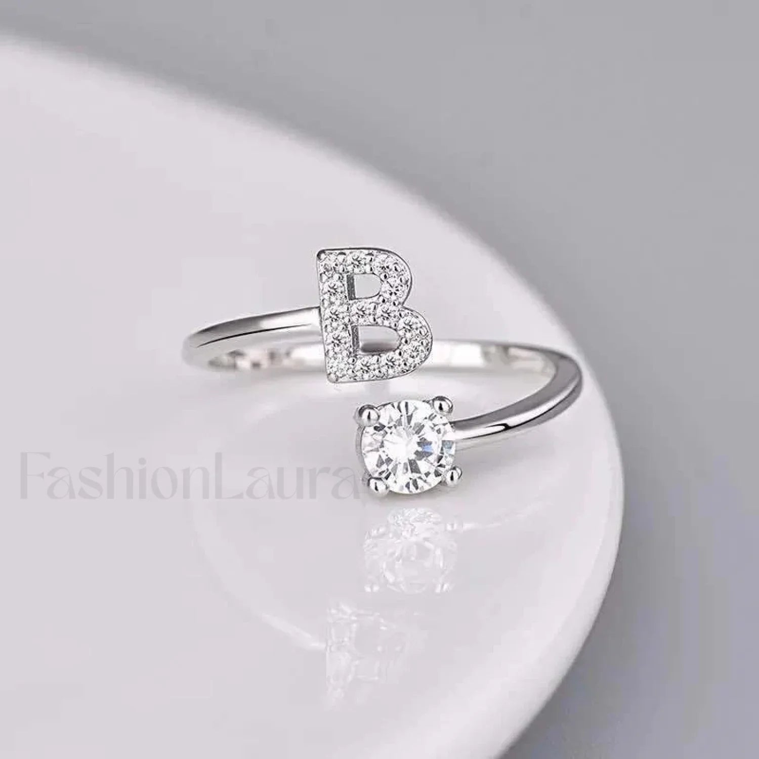 Shining Rhinestone New Fashion Initial Alphabet Opening Charm Jewelry Ring