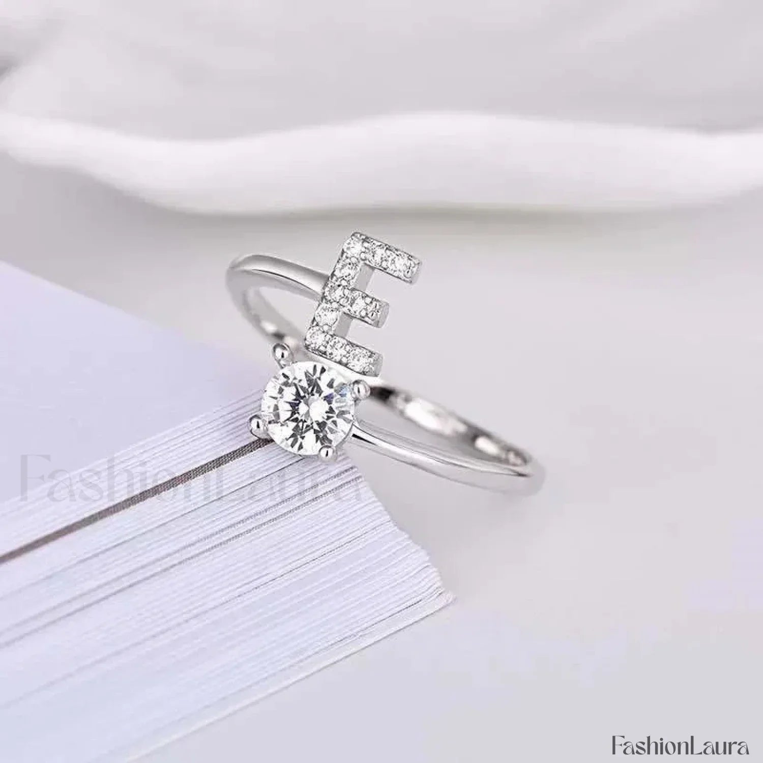 Shining Rhinestone New Fashion Initial Alphabet Opening Charm Jewelry Ring