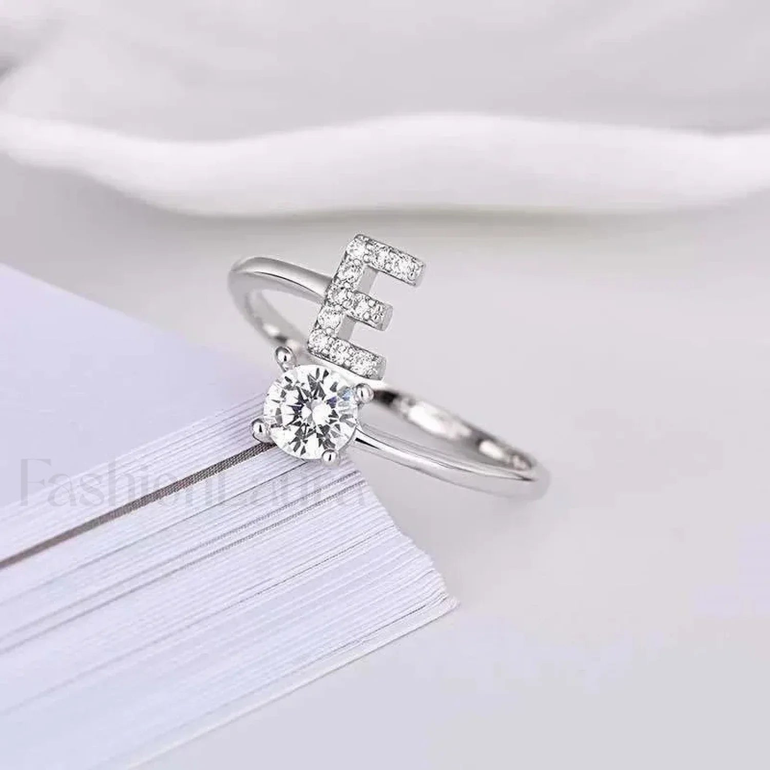 Shining Rhinestone New Fashion Initial Alphabet Opening Charm Jewelry Ring