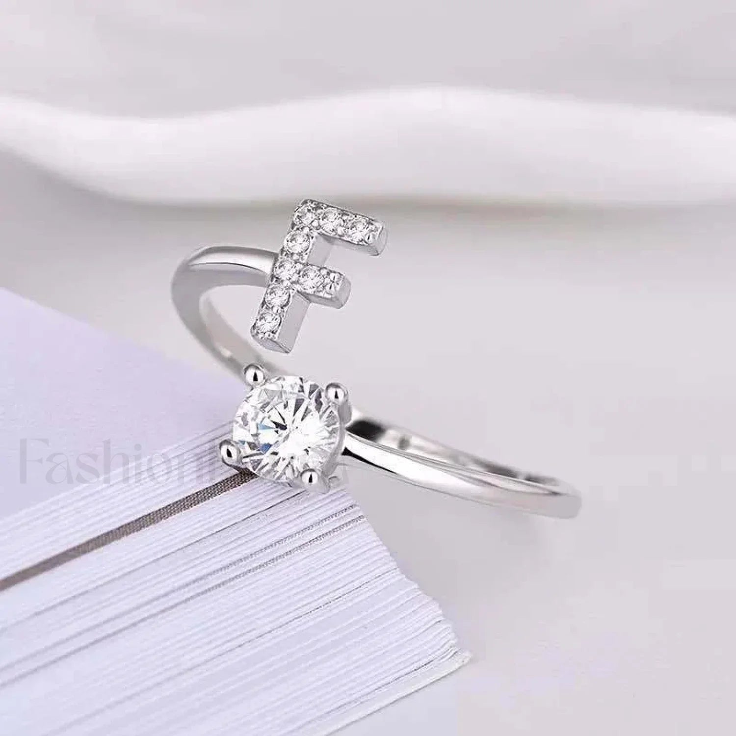 Shining Rhinestone New Fashion Initial Alphabet Opening Charm Jewelry Ring