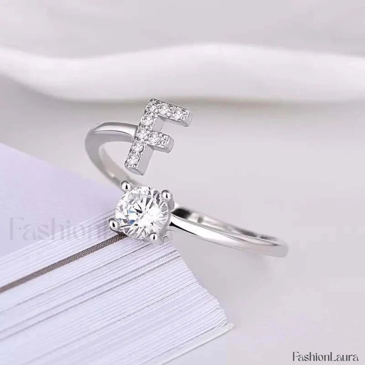 Shining Rhinestone New Fashion Initial Alphabet Opening Charm Jewelry Ring