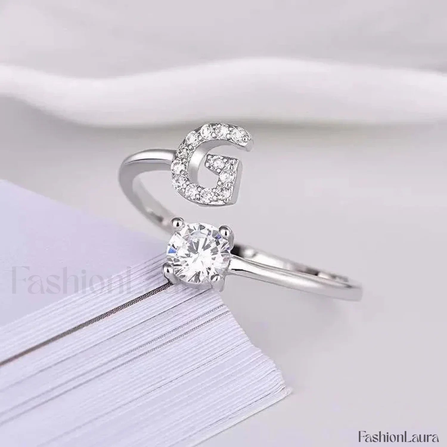 Shining Rhinestone New Fashion Initial Alphabet Opening Charm Jewelry Ring