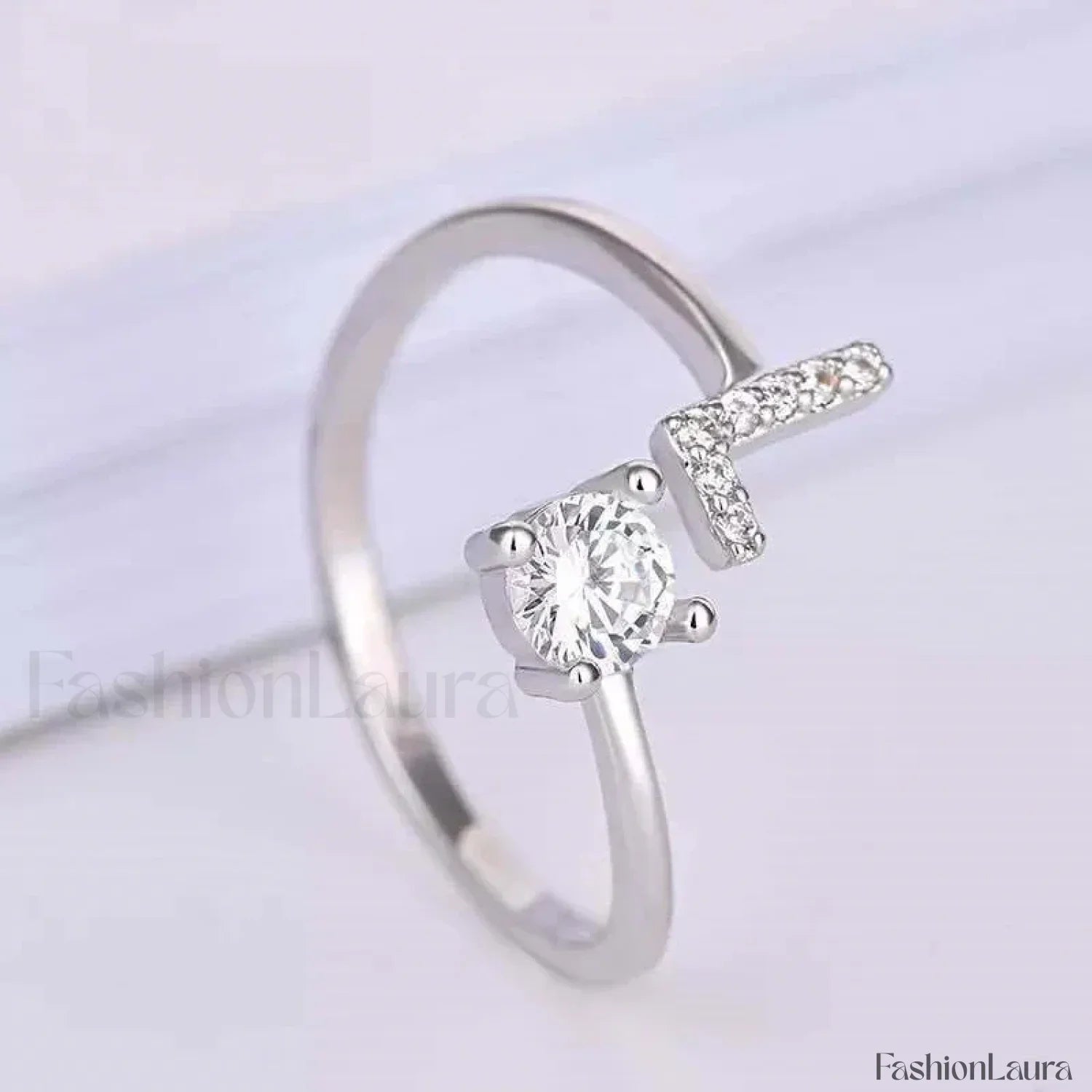 Shining Rhinestone New Fashion Initial Alphabet Opening Charm Jewelry Ring
