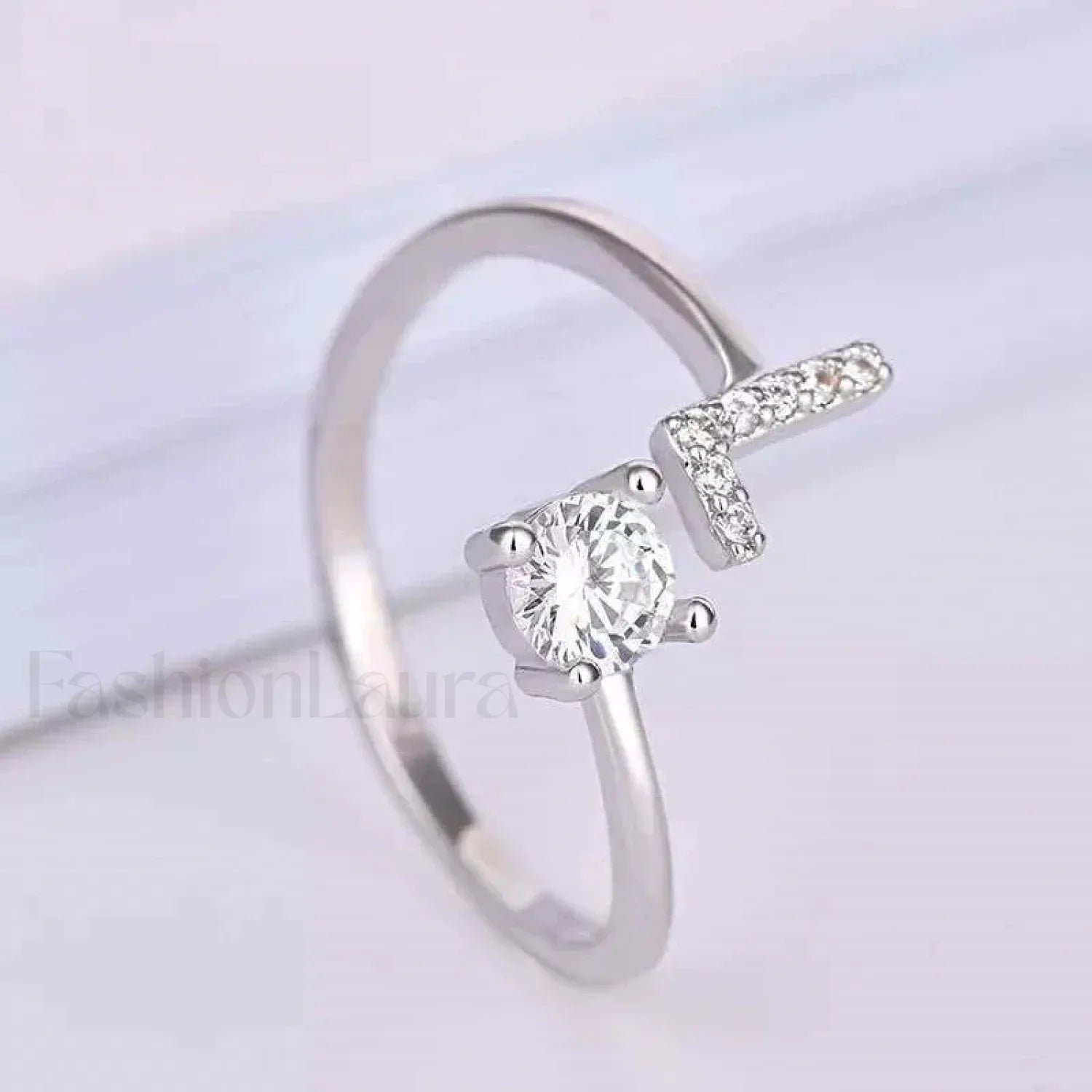 Shining Rhinestone New Fashion Initial Alphabet Opening Charm Jewelry Ring L