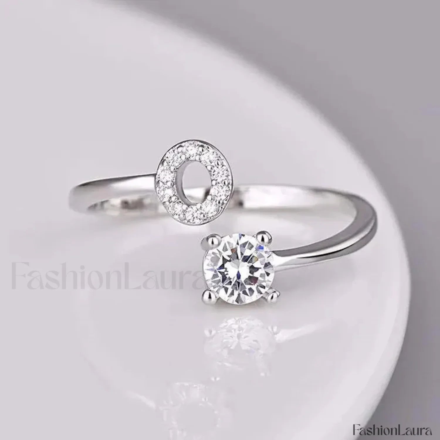 Shining Rhinestone New Fashion Initial Alphabet Opening Charm Jewelry Ring