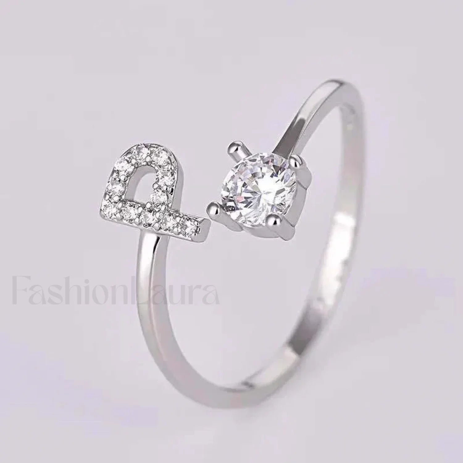 Shining Rhinestone New Fashion Initial Alphabet Opening Charm Jewelry Ring