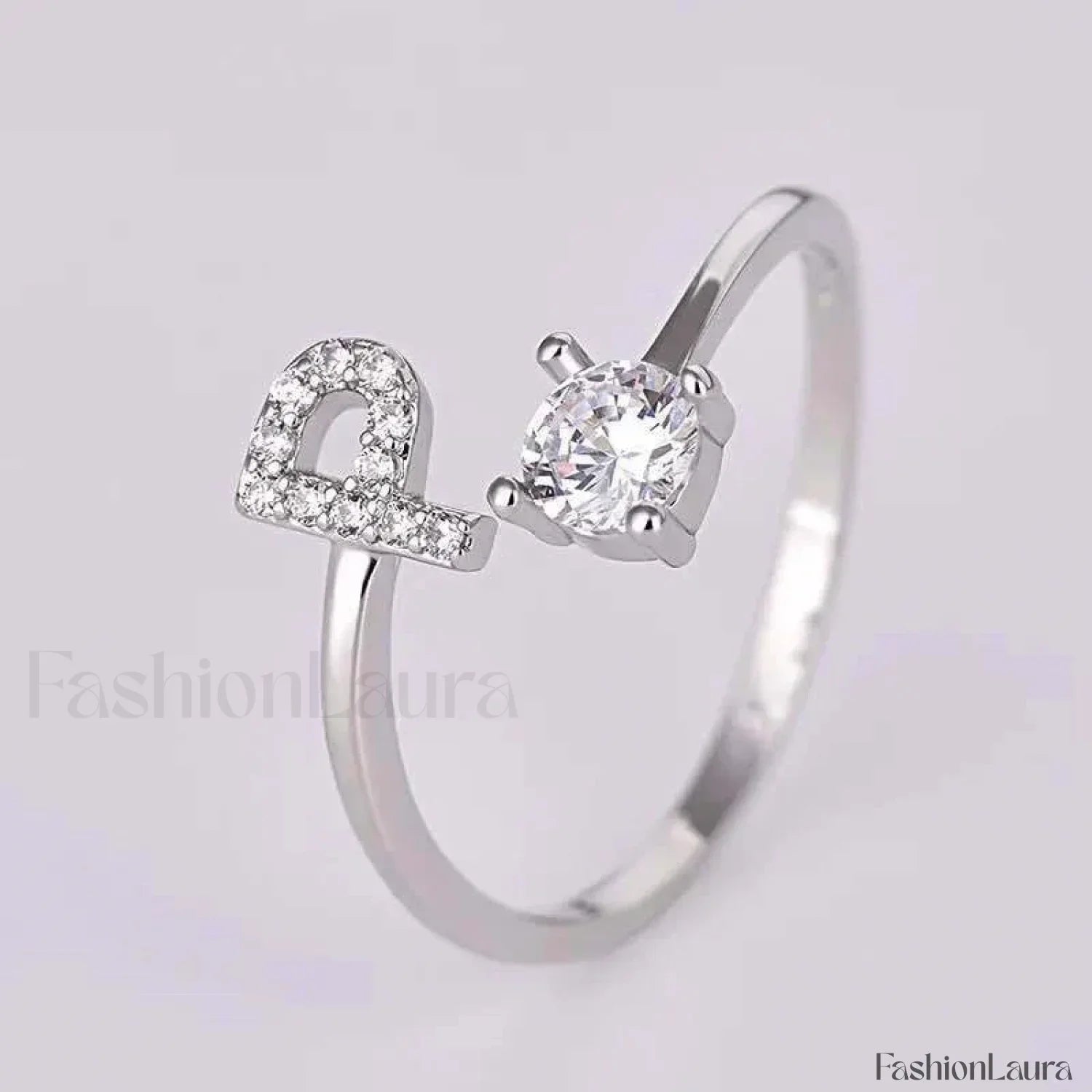 Shining Rhinestone New Fashion Initial Alphabet Opening Charm Jewelry Ring