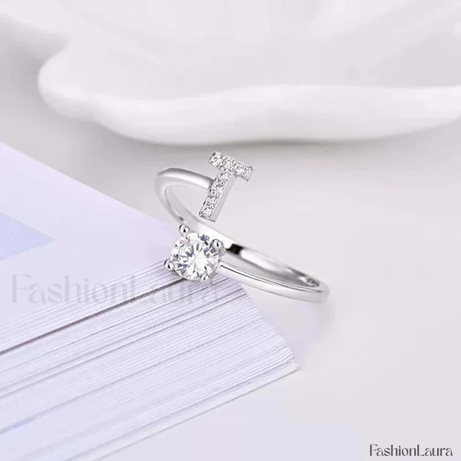 Shining Rhinestone New Fashion Initial Alphabet Opening Charm Jewelry Ring