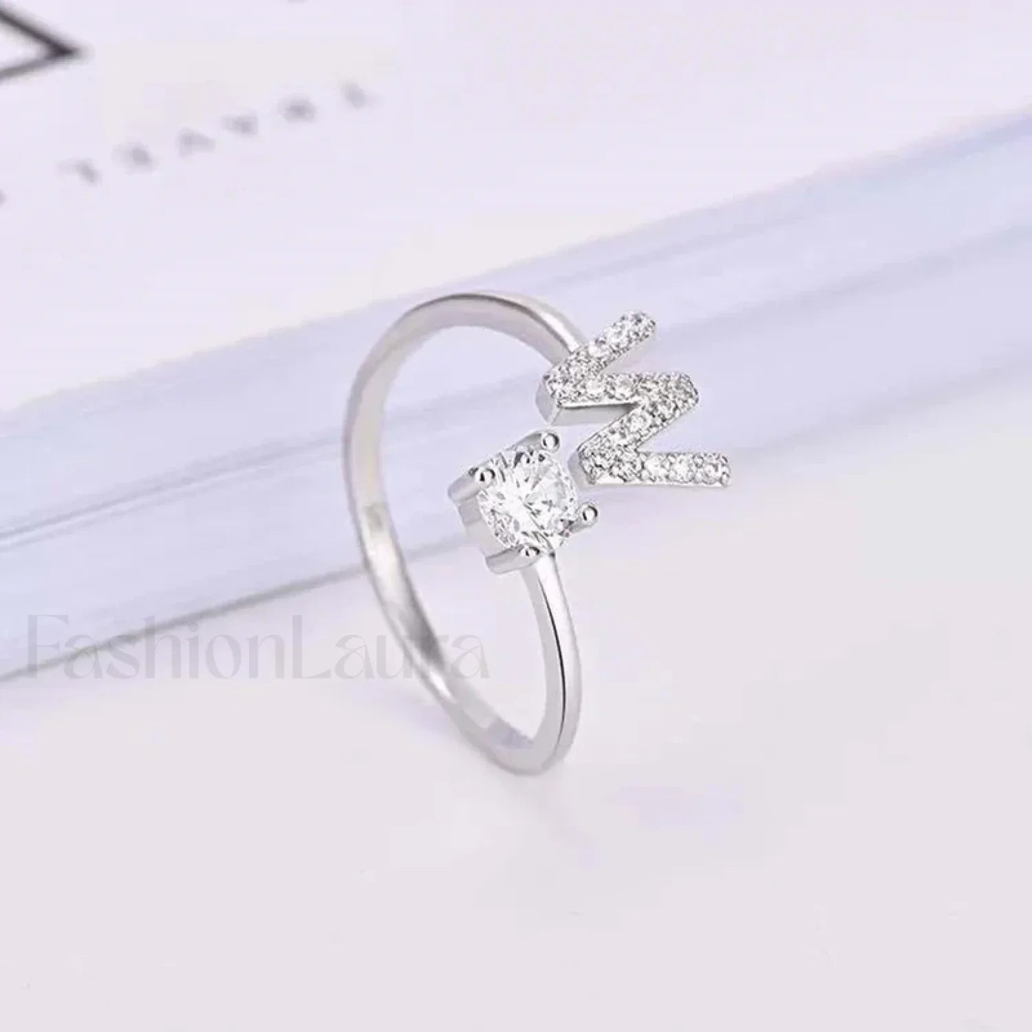 Shining Rhinestone New Fashion Initial Alphabet Opening Charm Jewelry Ring W