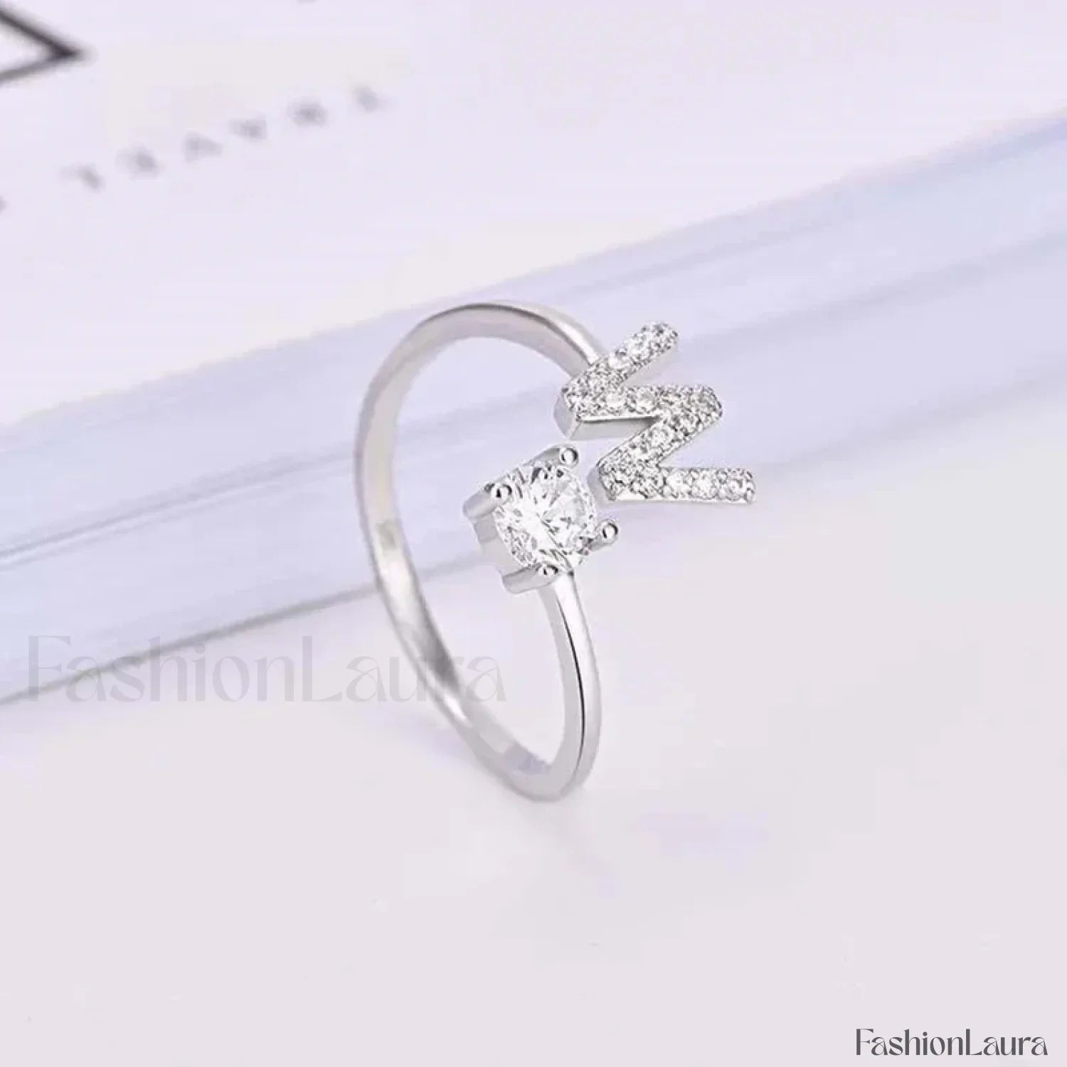 Shining Rhinestone New Fashion Initial Alphabet Opening Charm Jewelry Ring