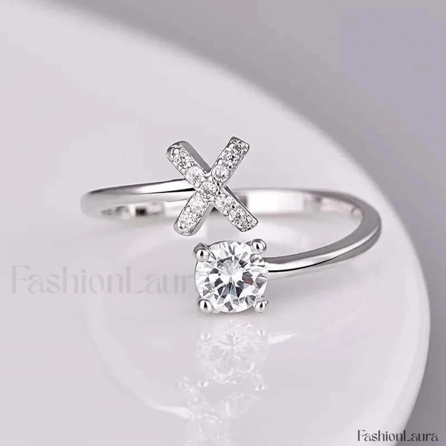 Shining Rhinestone New Fashion Initial Alphabet Opening Charm Jewelry Ring