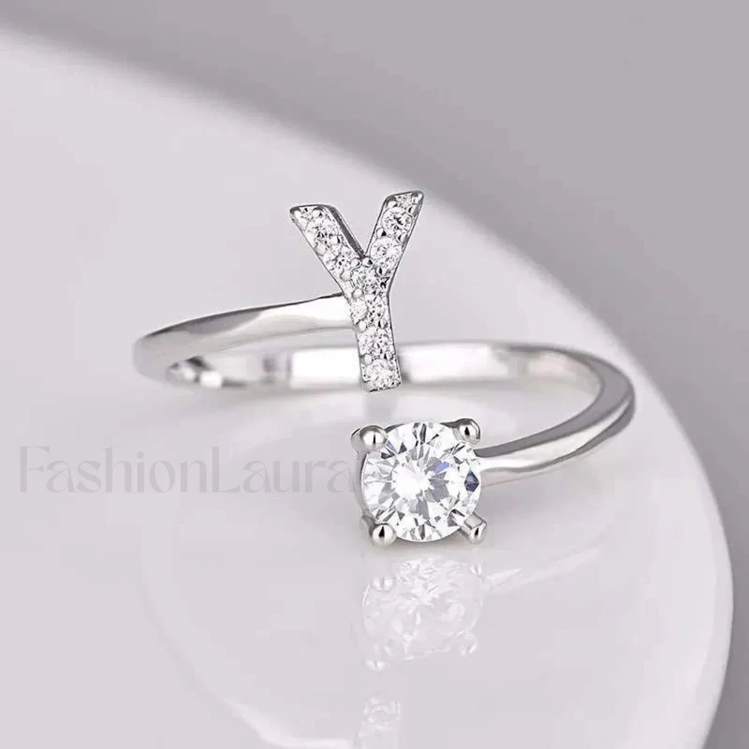 Shining Rhinestone New Fashion Initial Alphabet Opening Charm Jewelry Ring Y