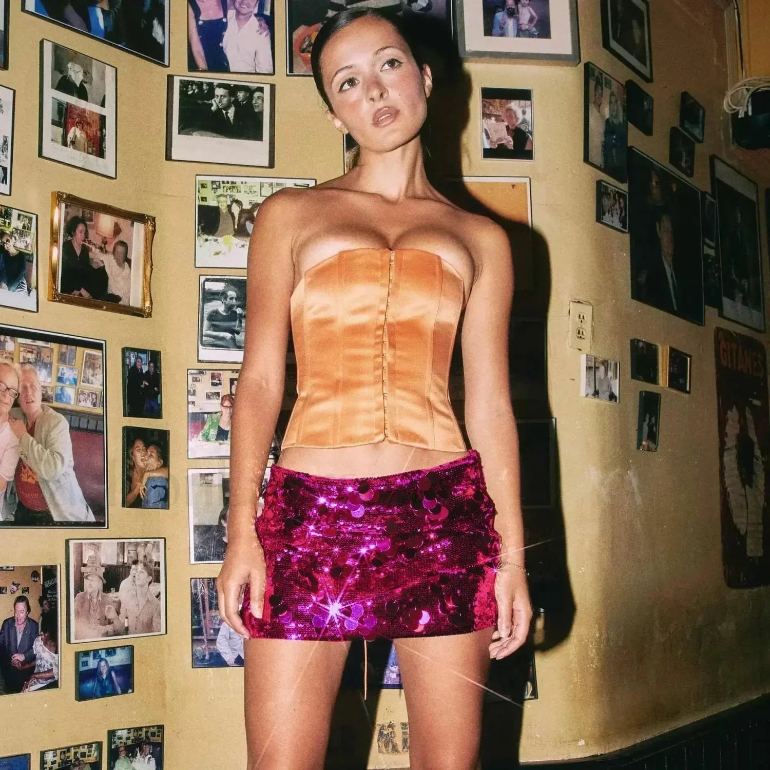 Shiny Sequined Beach Skirt Hot Pink / S