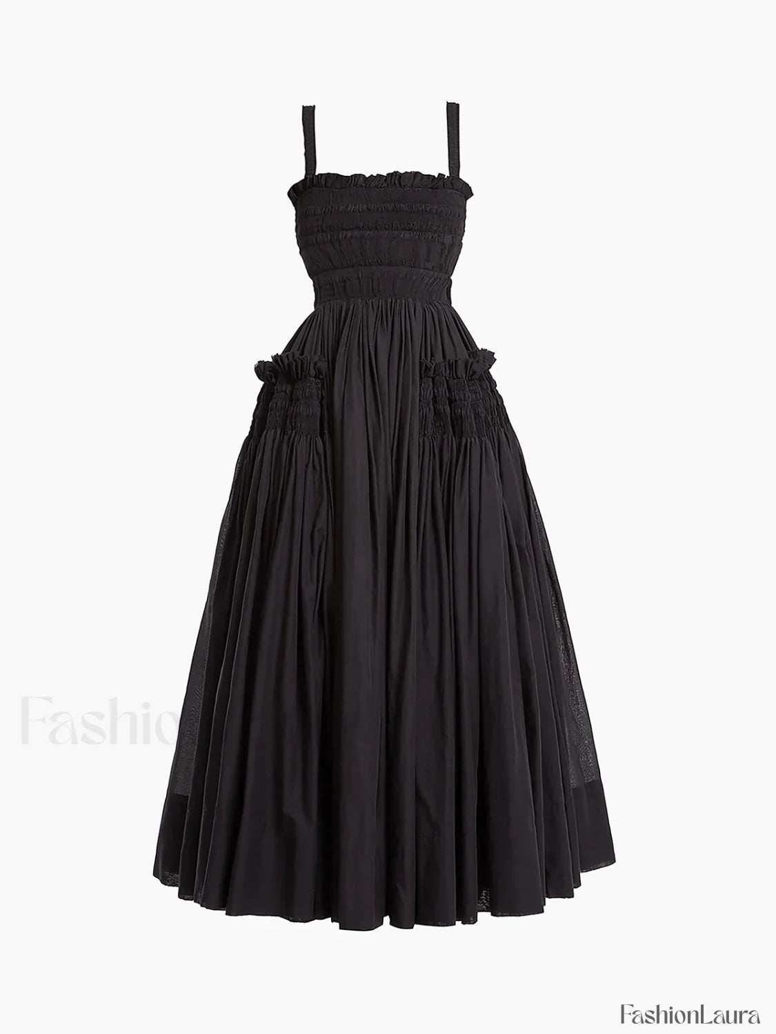 Shirred Pleated Graceful Cami Long Dress