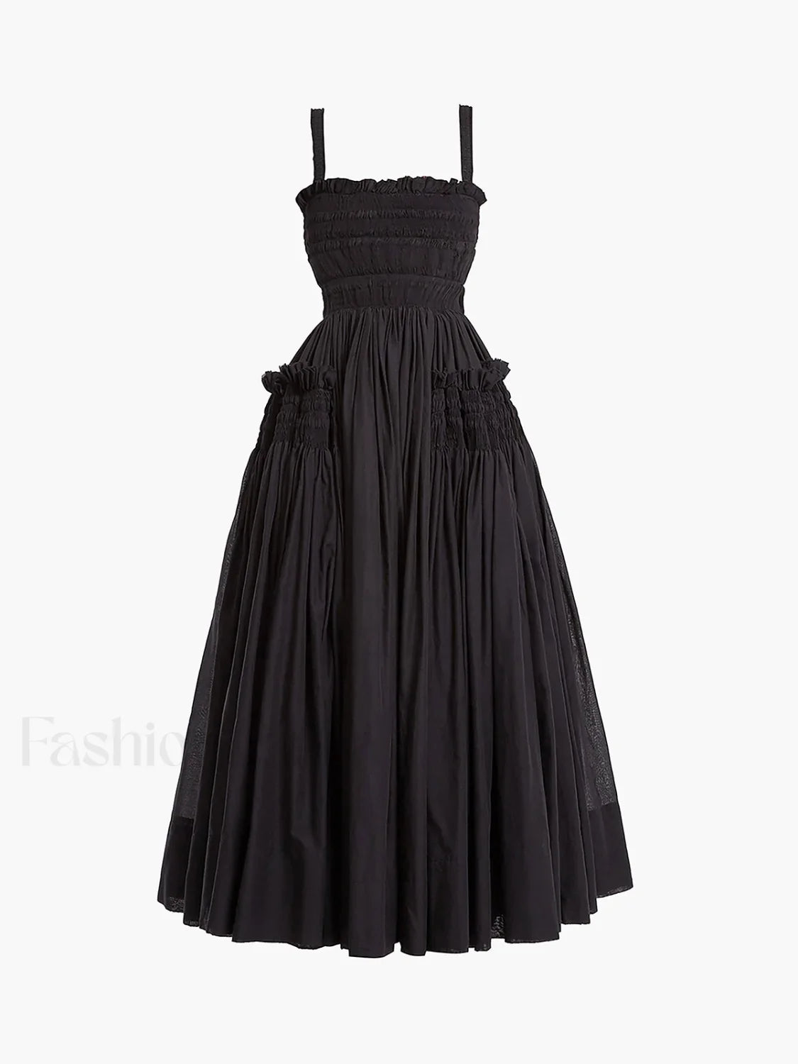 Shirred Pleated Graceful Cami Long Dress