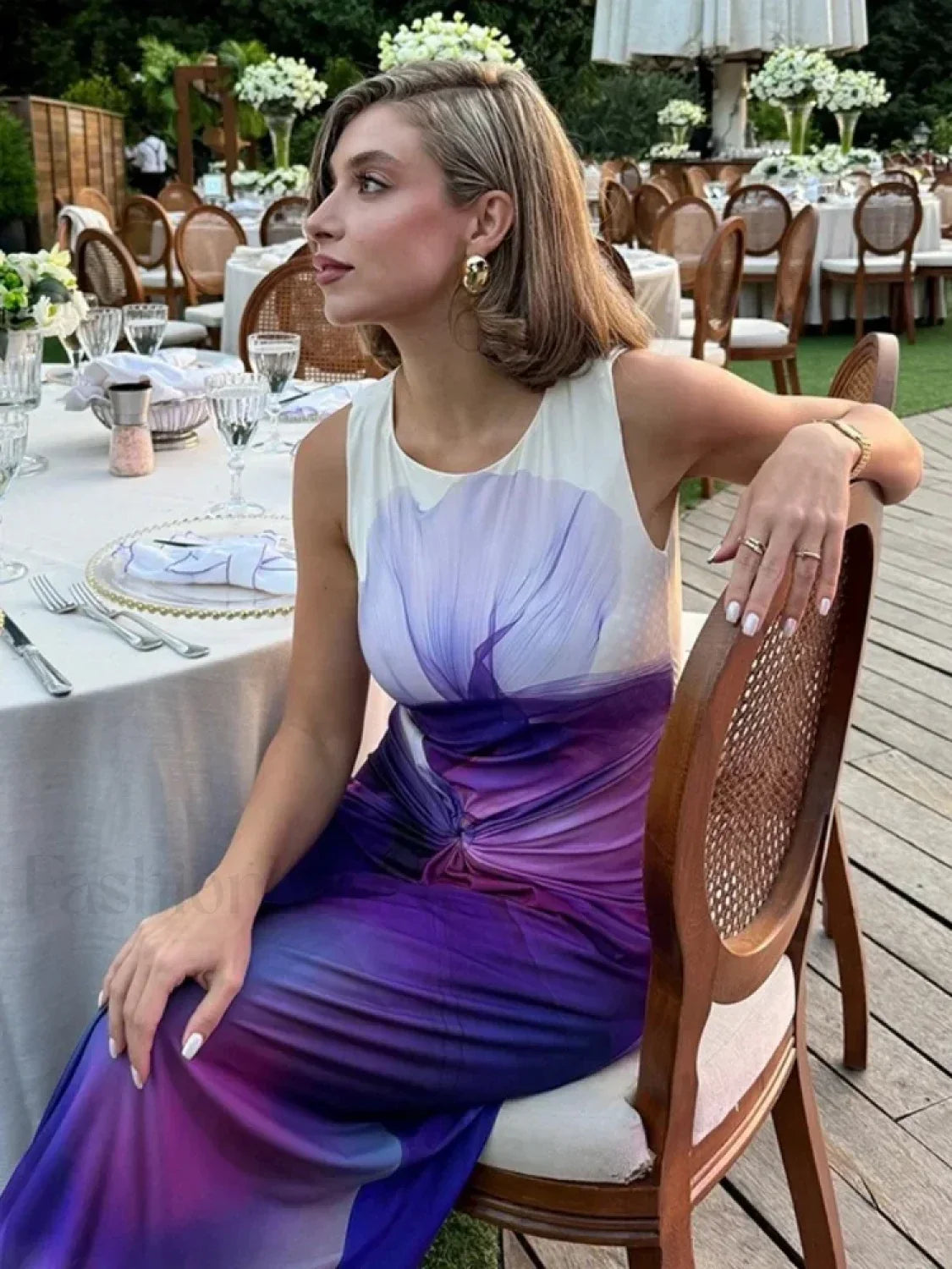 Shirring Backless Long Maxi Dress