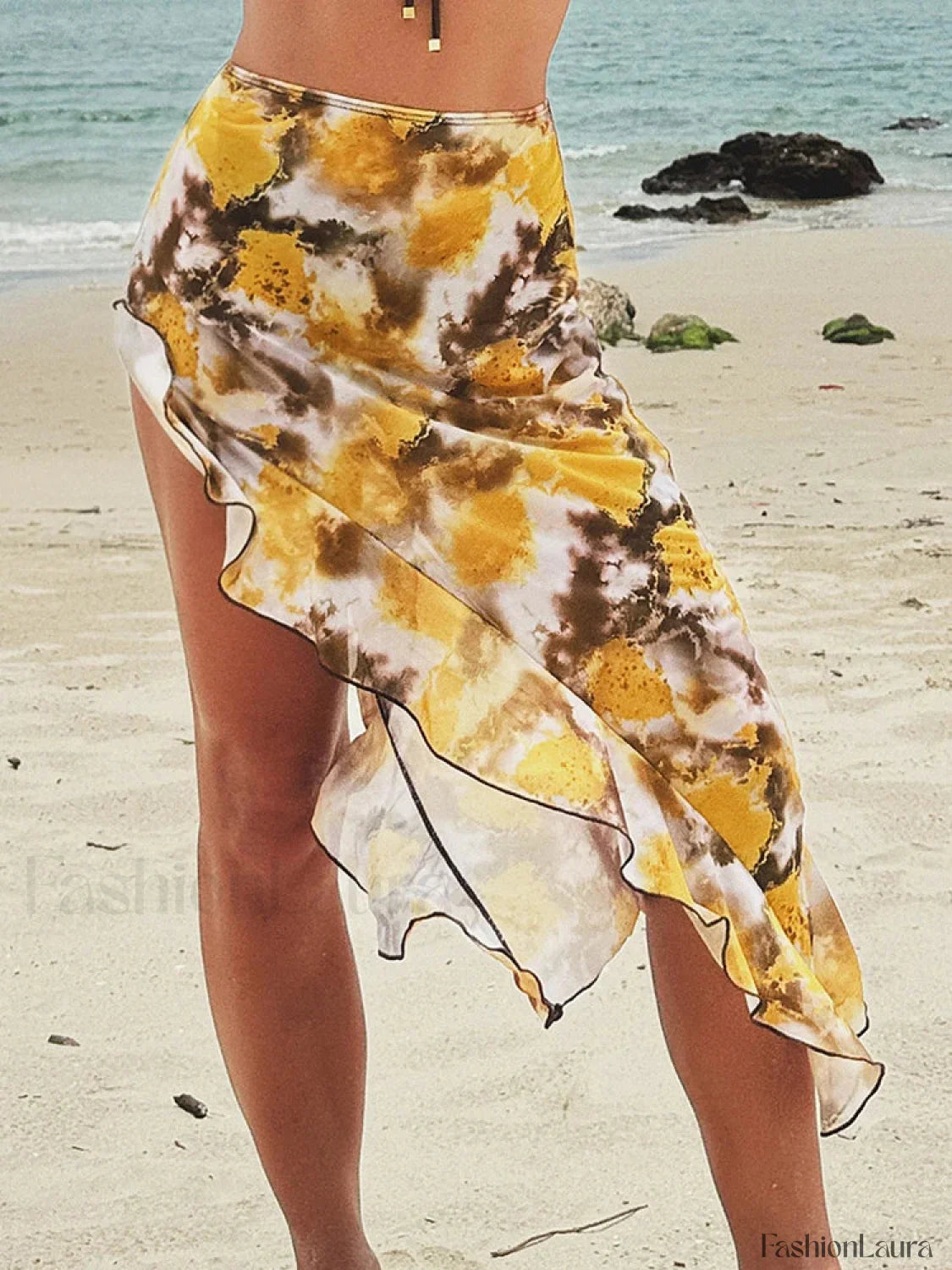 Shirring Print Three Piece Set